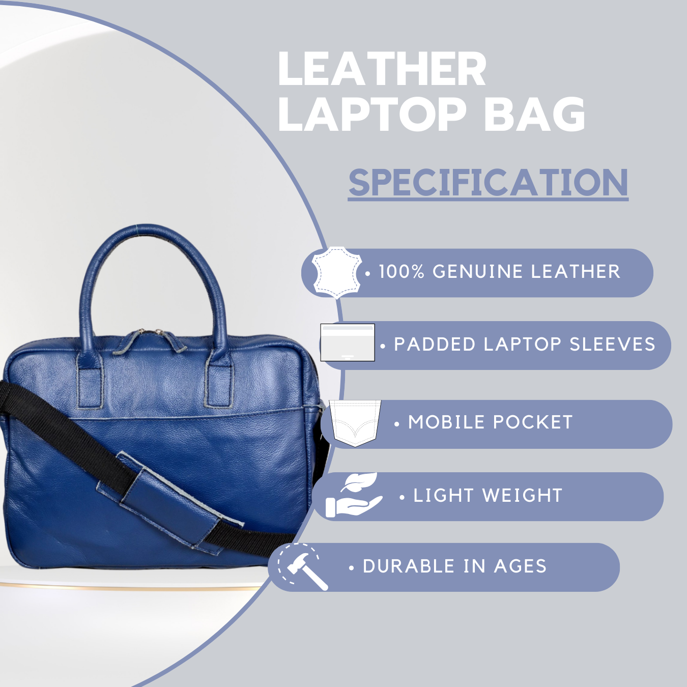 Navy Blue Messenger Bag – Stylish & Functional (Unisex)