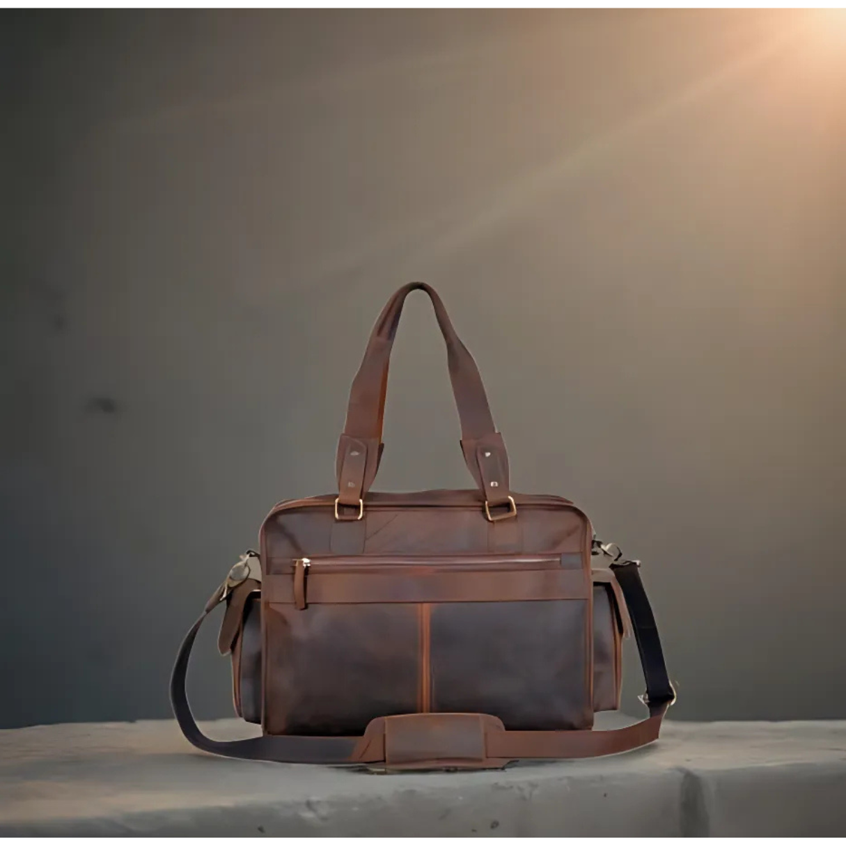 Vintage Brown Color Multiple Pockets Messenger Bag