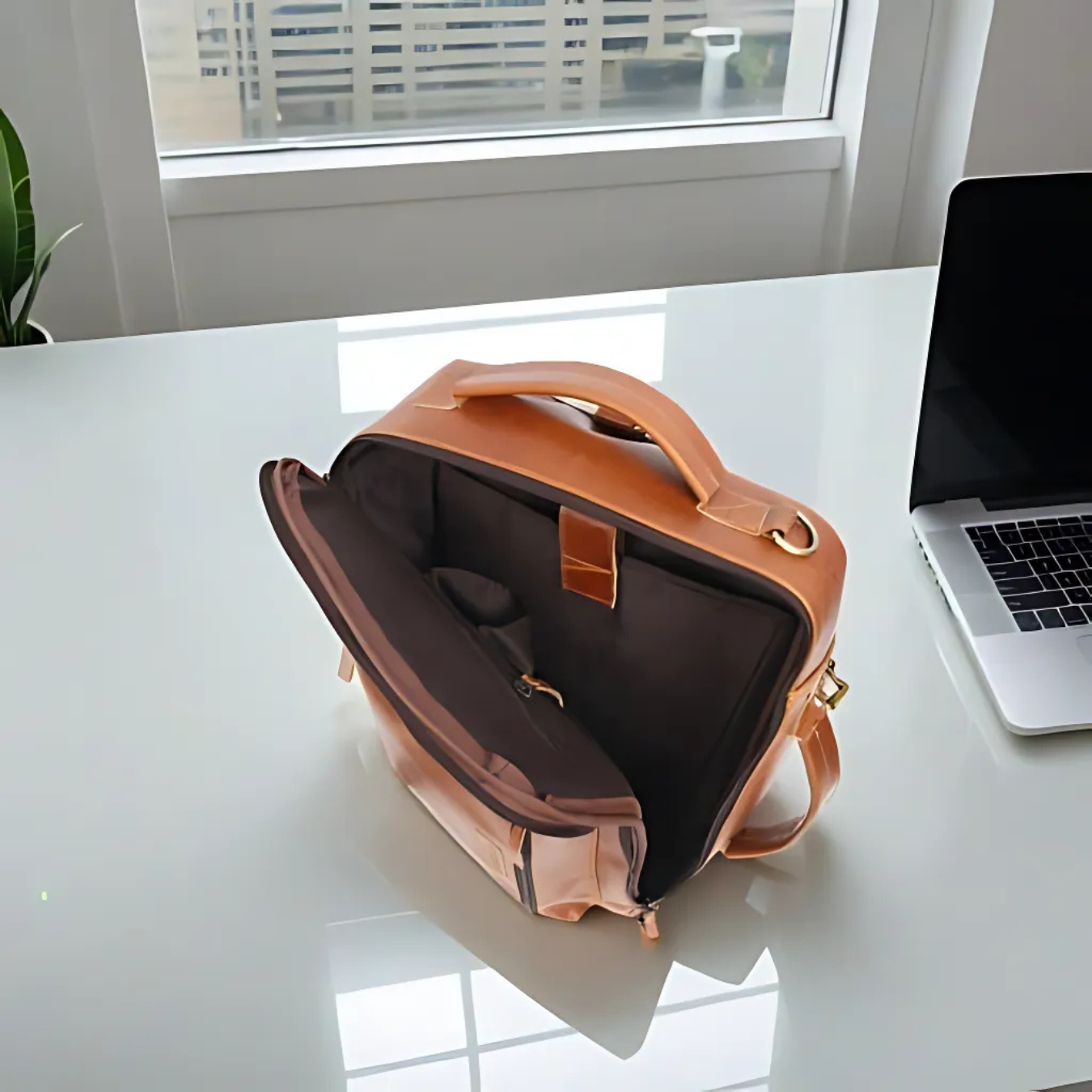 Premium Tan Leather Laptop cum Backpack Bag ā Versatile, Elegant & Built for Everyday Utility