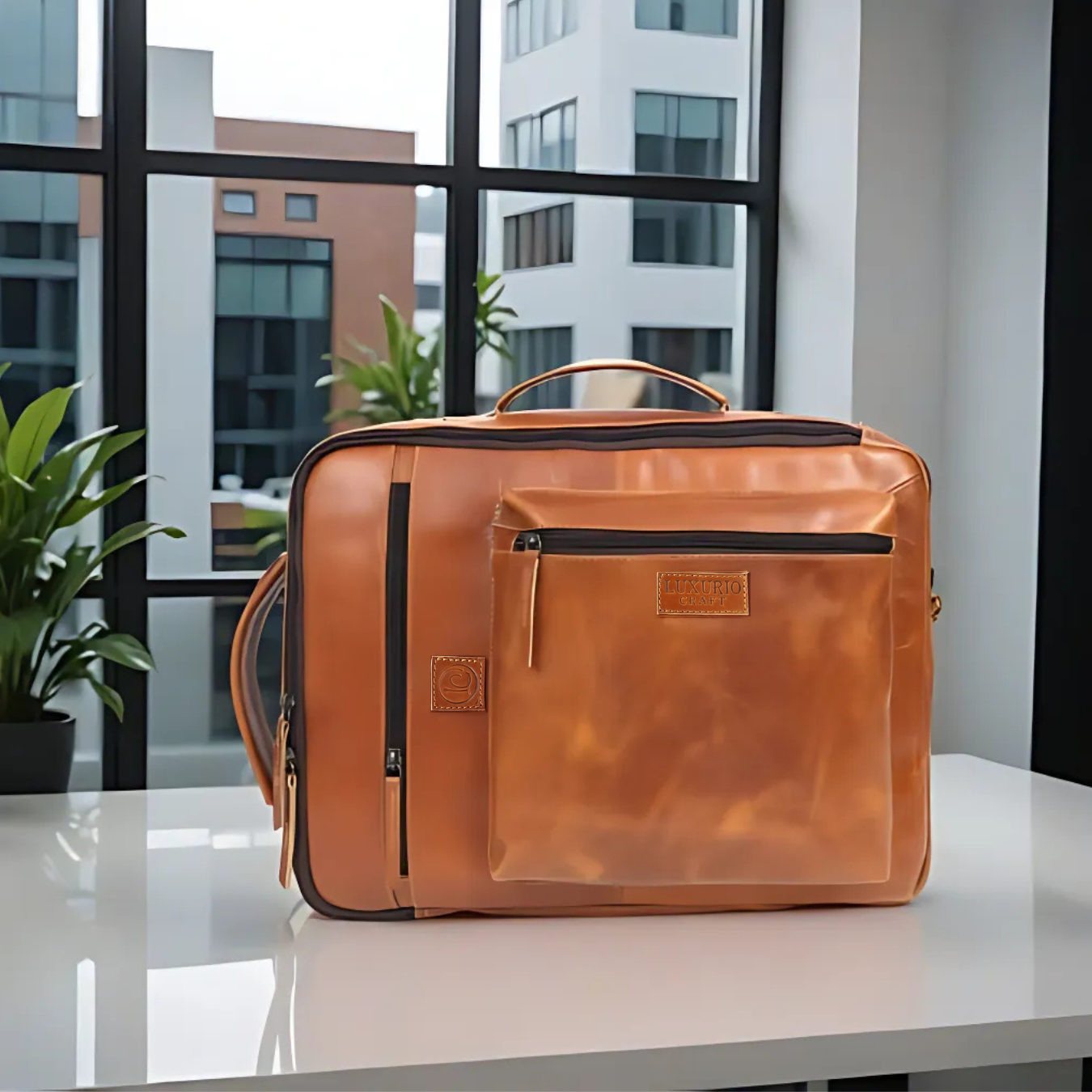 Premium Tan Leather Laptop cum Backpack Bag ā Versatile, Elegant & Built for Everyday Utility