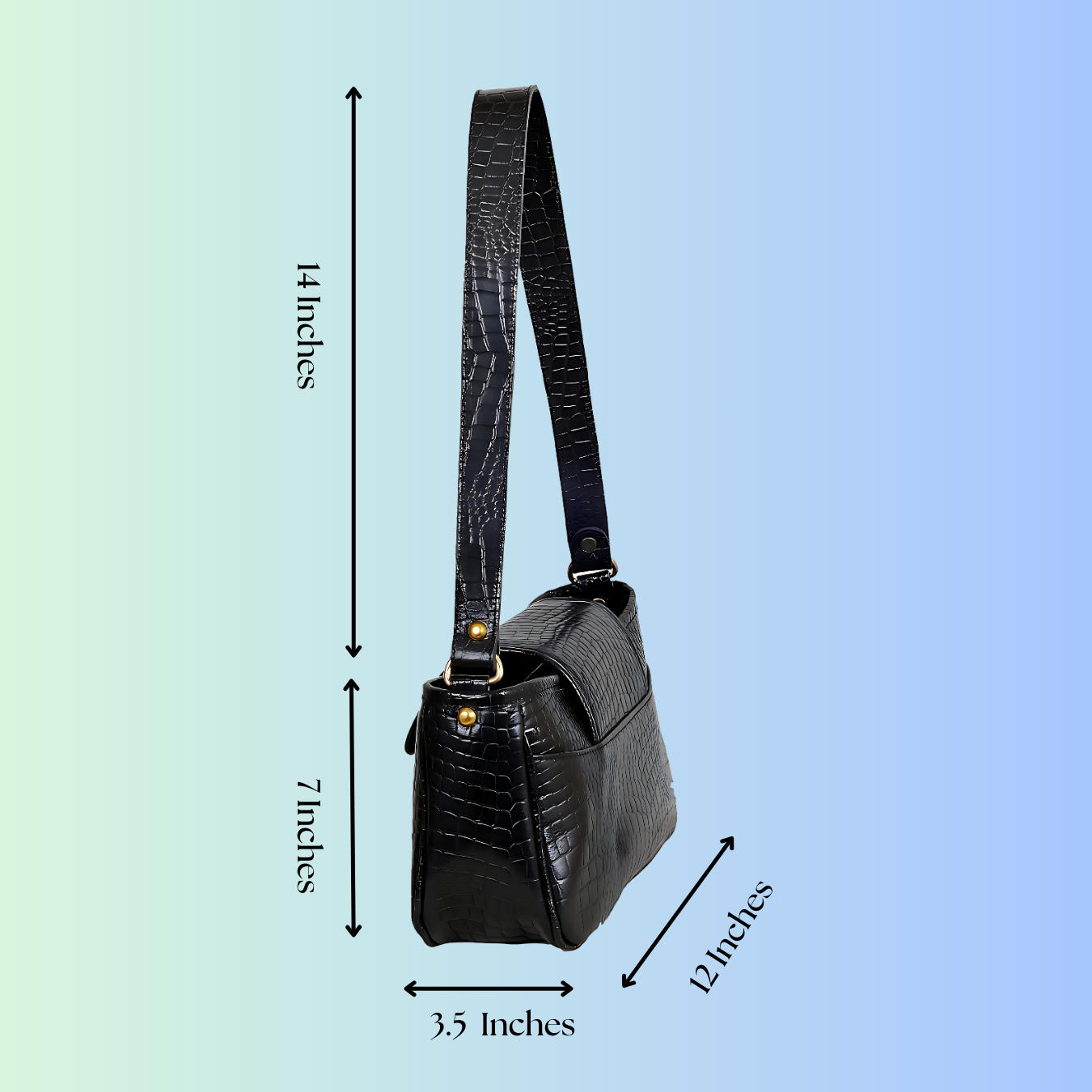 Elegant Black Croco Print Handbag for Women – Timeless & Versatile