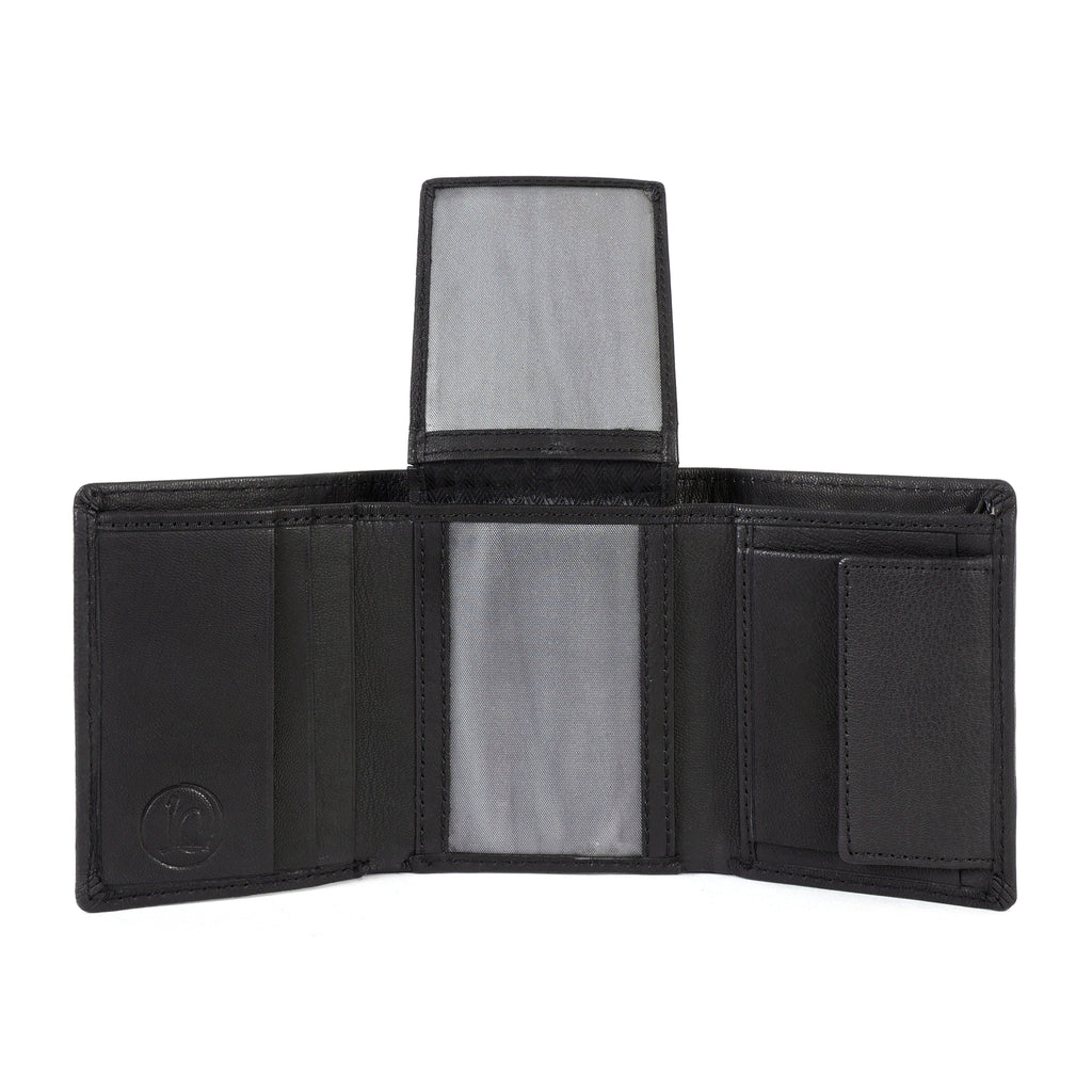 Black Trifold Leather Wallet for Men – Premium Genuine Leather Wallet