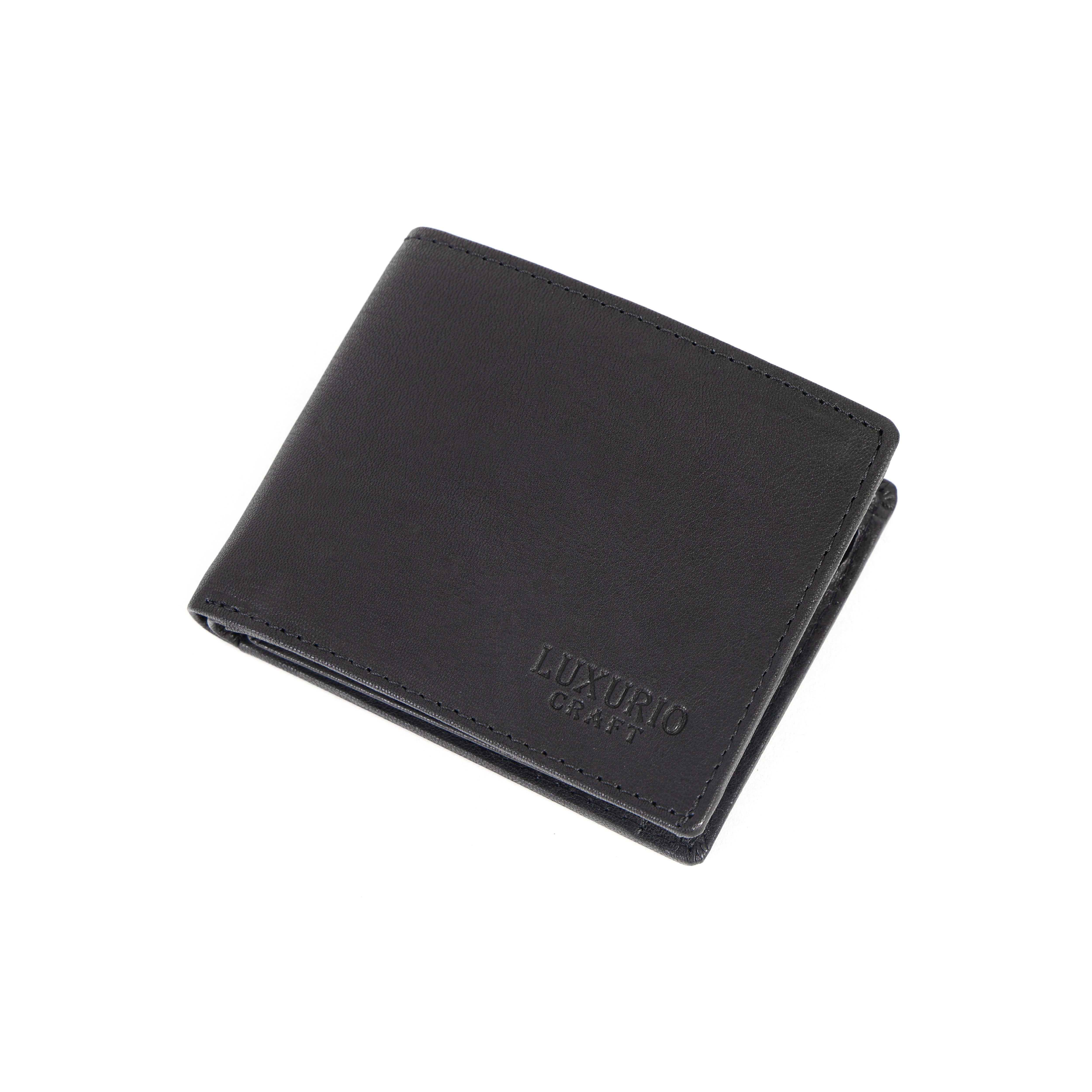Black Leather Wallet for Men – Premium Genuine Leather Slim Bi-Fold Wallet