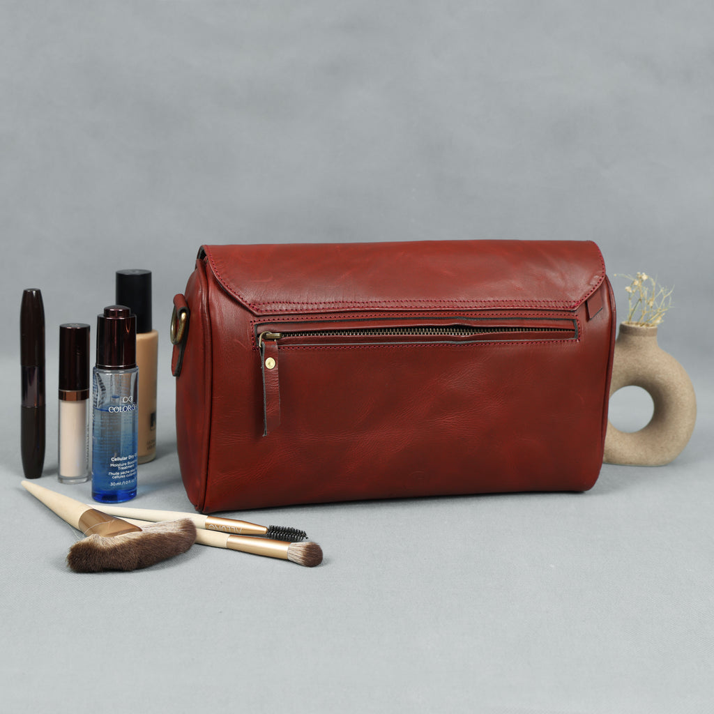 Premium Brown Leather Shoulder Bag with Floral Embroidery – Elegant Craftsmanship for Modern Women