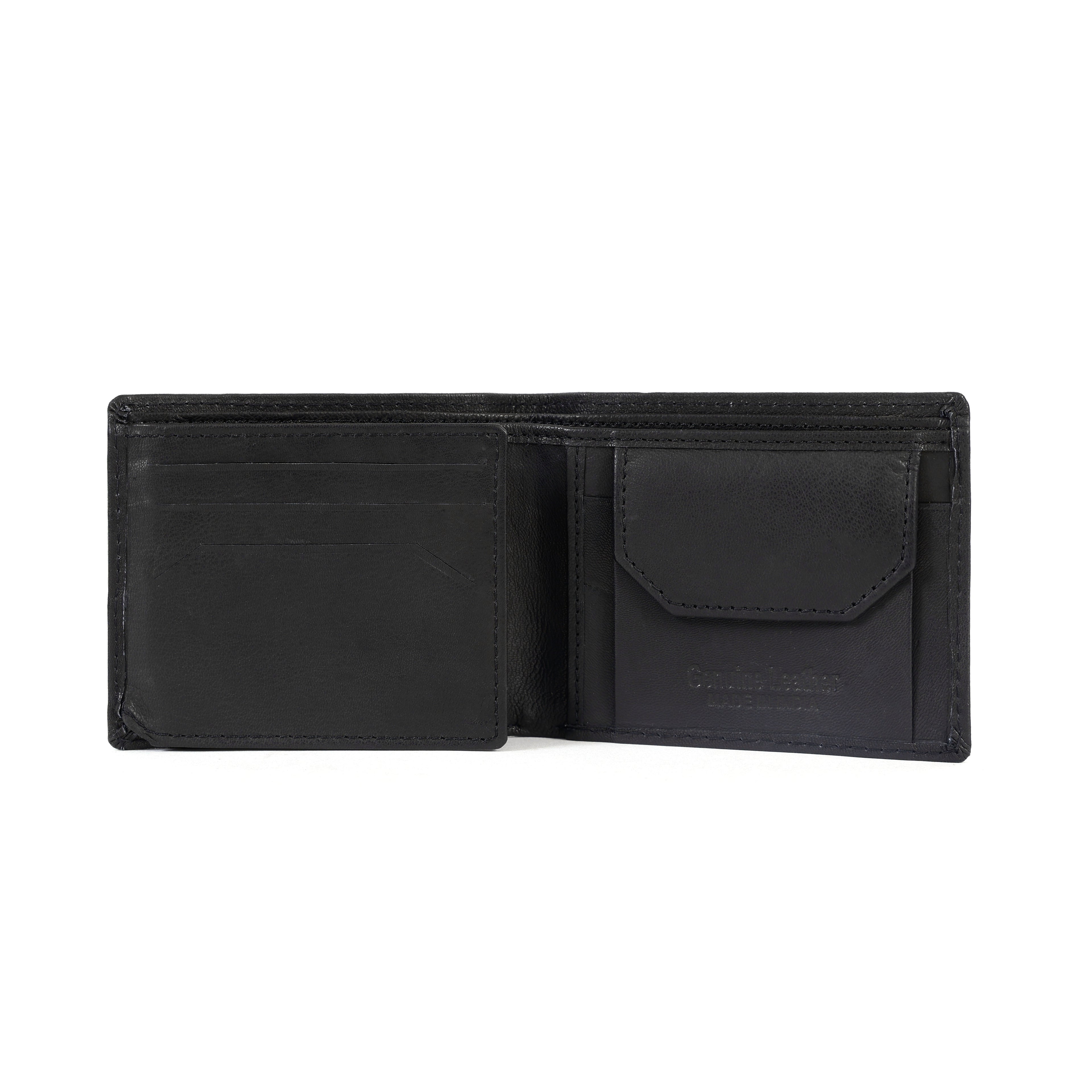 Black Leather Wallet for Men – Premium Genuine Leather Slim Bi-Fold Wallet