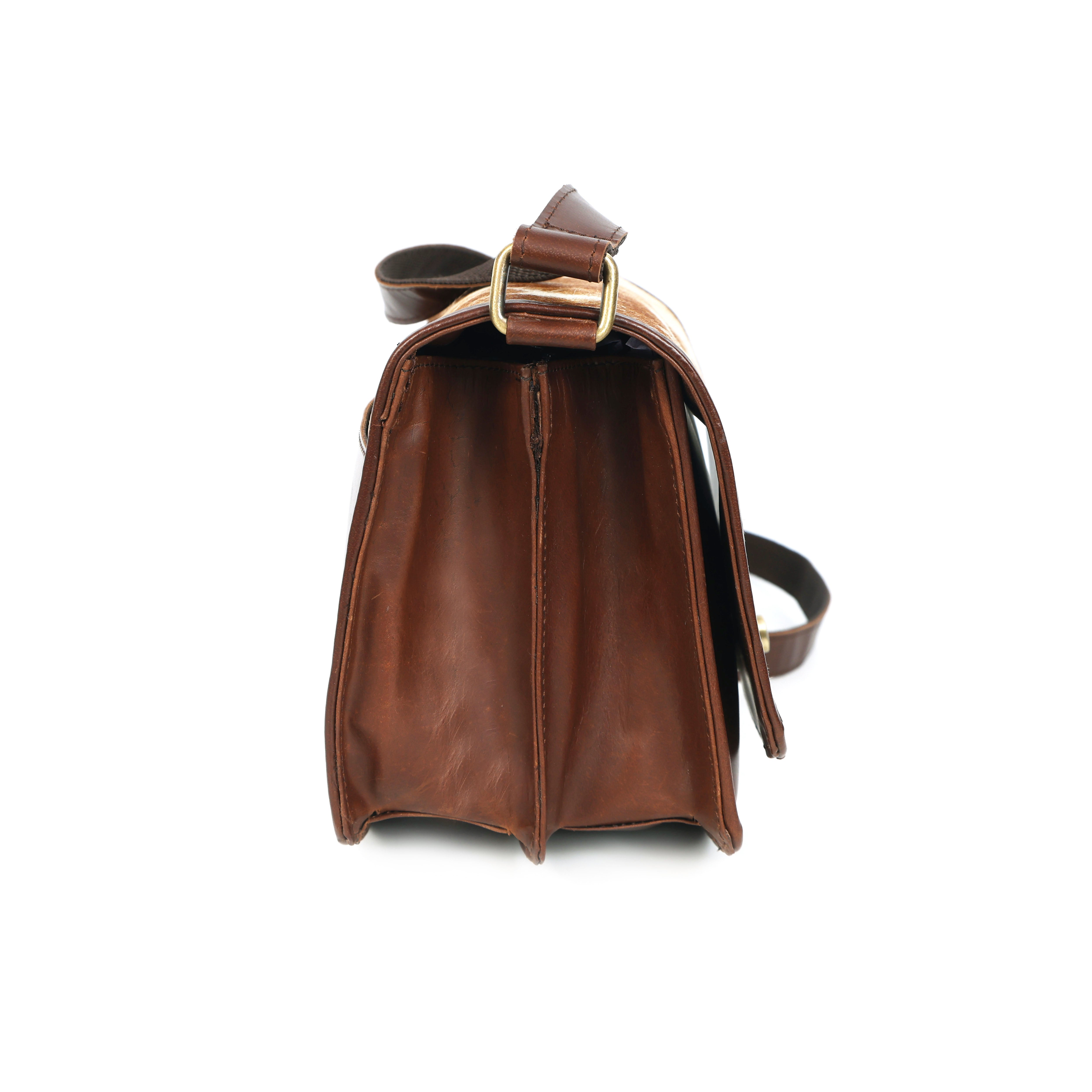 Brown Hair-On Leather Shoulder Bag / Hobo Bag – Rustic Luxury for Everyday Elegance