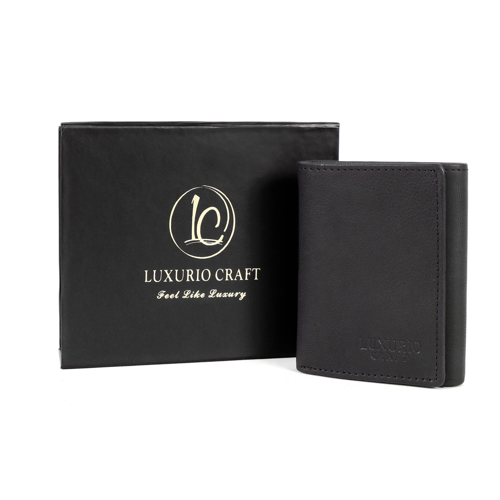 Black Trifold Leather Wallet for Men – Premium Genuine Leather Wallet