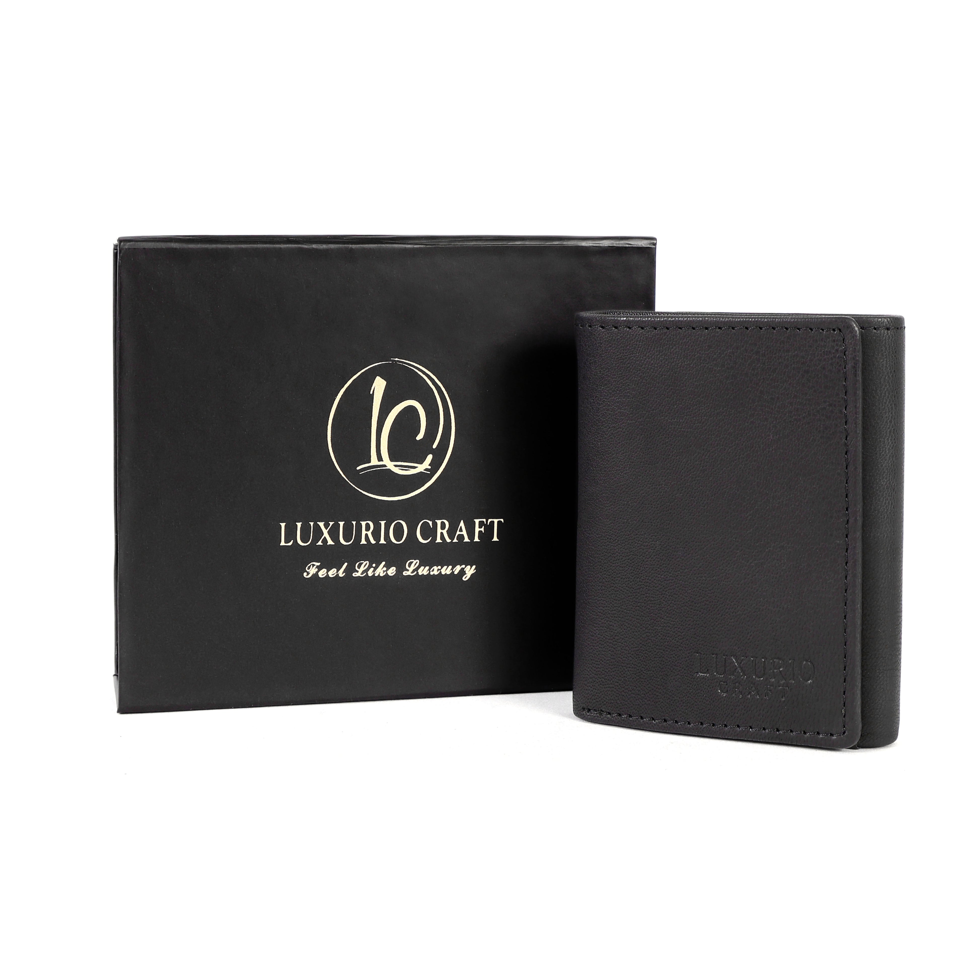 Black Trifold Leather Wallet for Men – Premium Genuine Leather Wallet