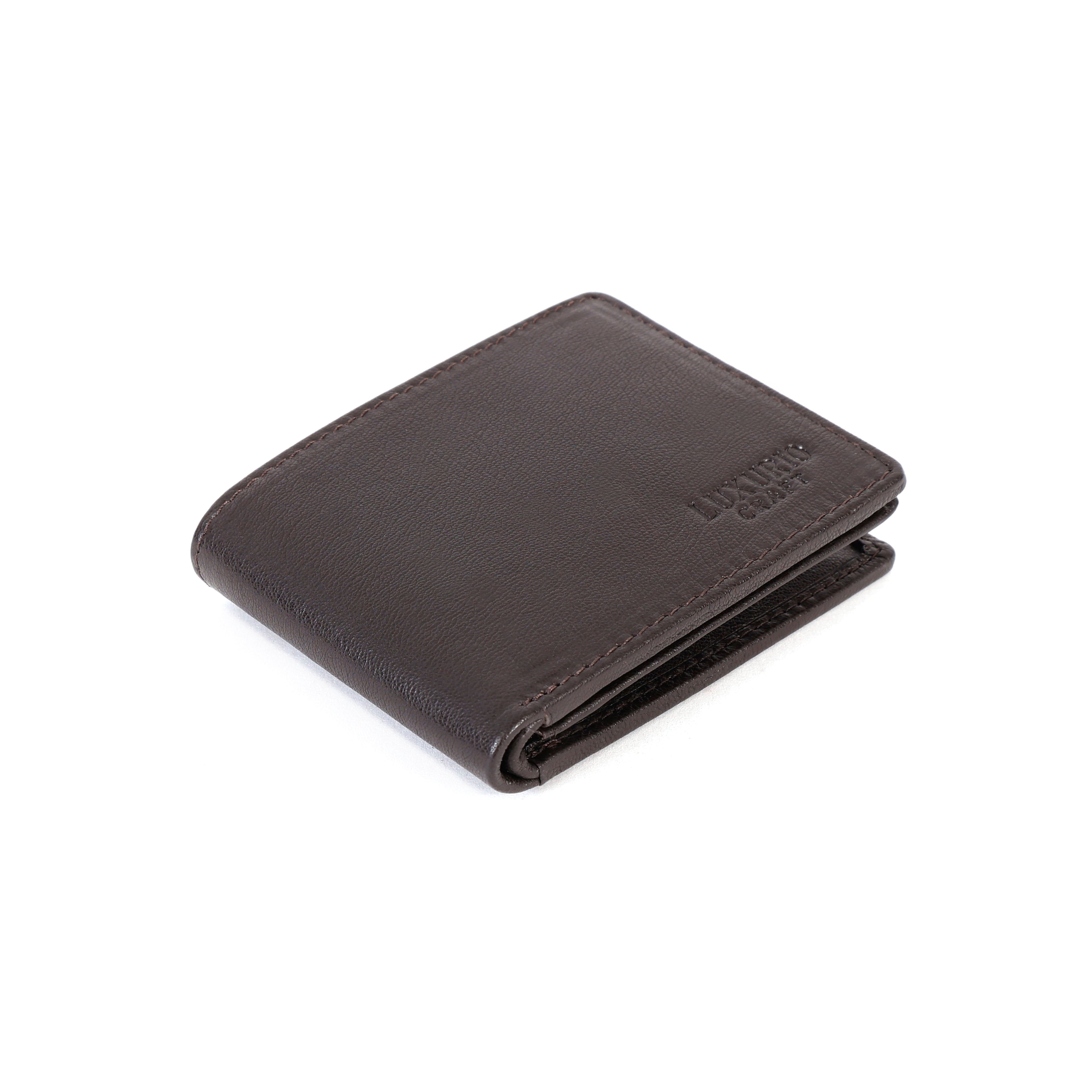 Brown Genuine Leather Wallet for Men – Premium Slim Bifold Wallet with ID Window & Card Slots
