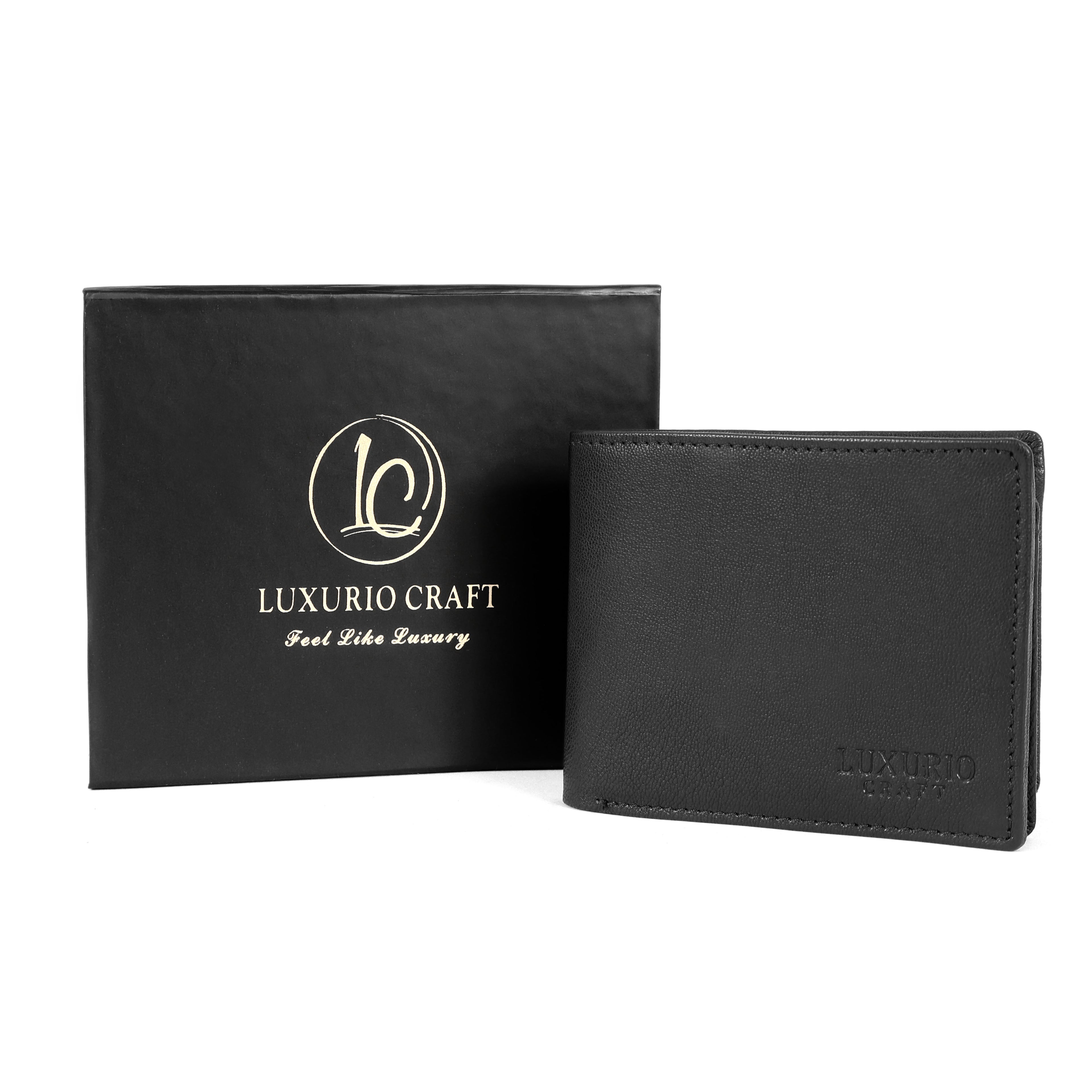 Black Leather Wallet for Men – Premium Genuine Leather Slim Bi-Fold Wallet