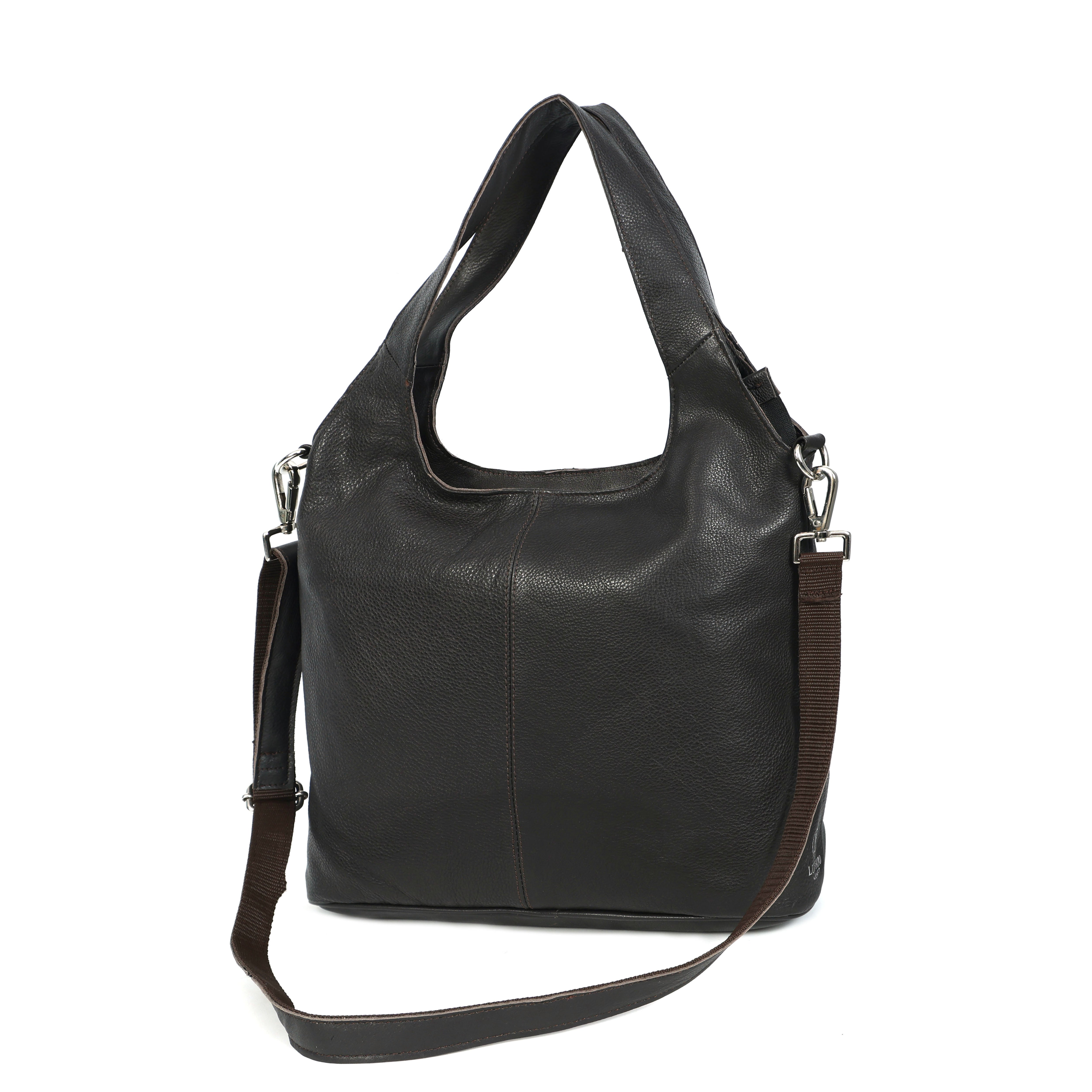 Elegant Brown Leather Shoulder Handbag / Tote Bag for Women – Office to Evening Versatility