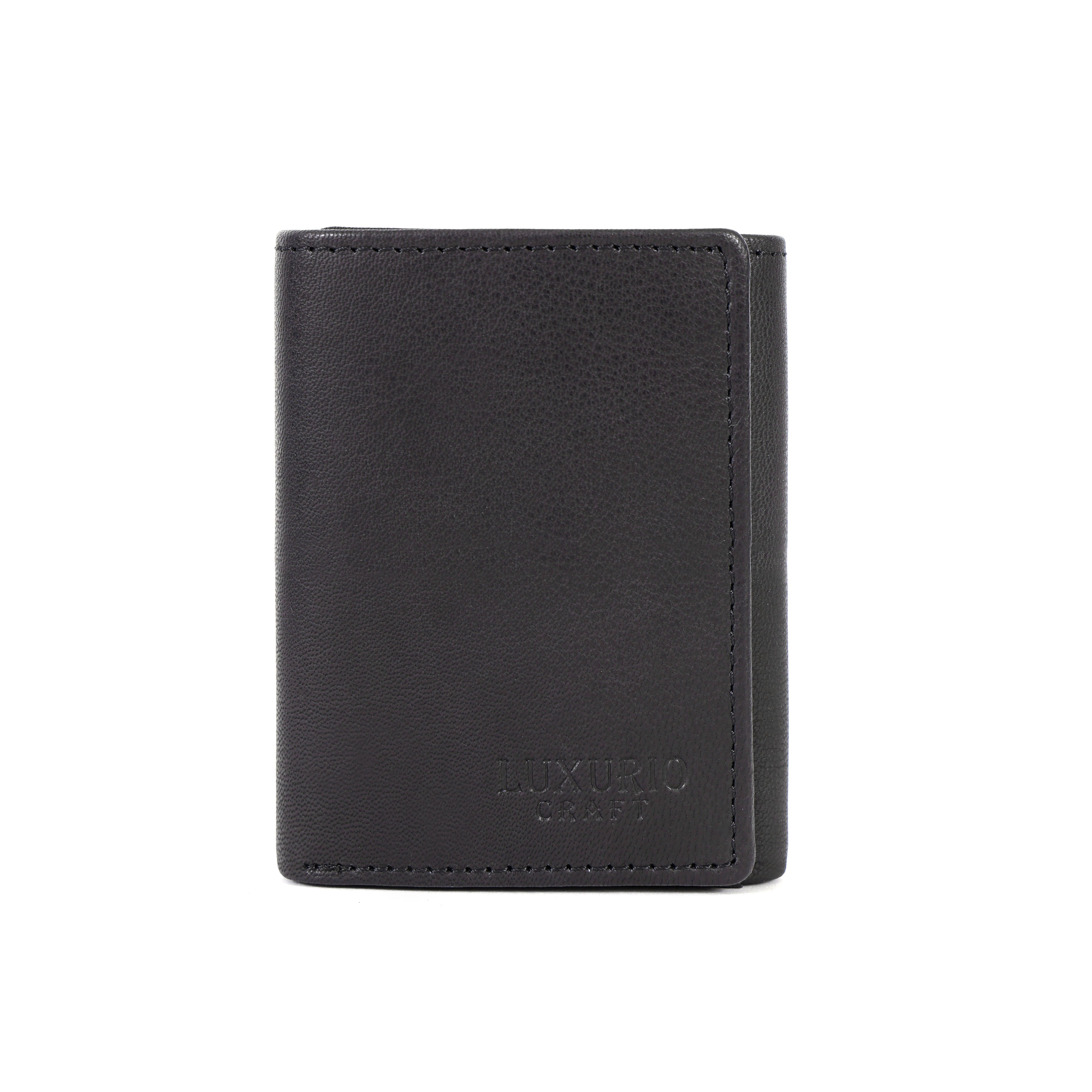 Black Trifold Leather Wallet for Men – Premium Genuine Leather Wallet
