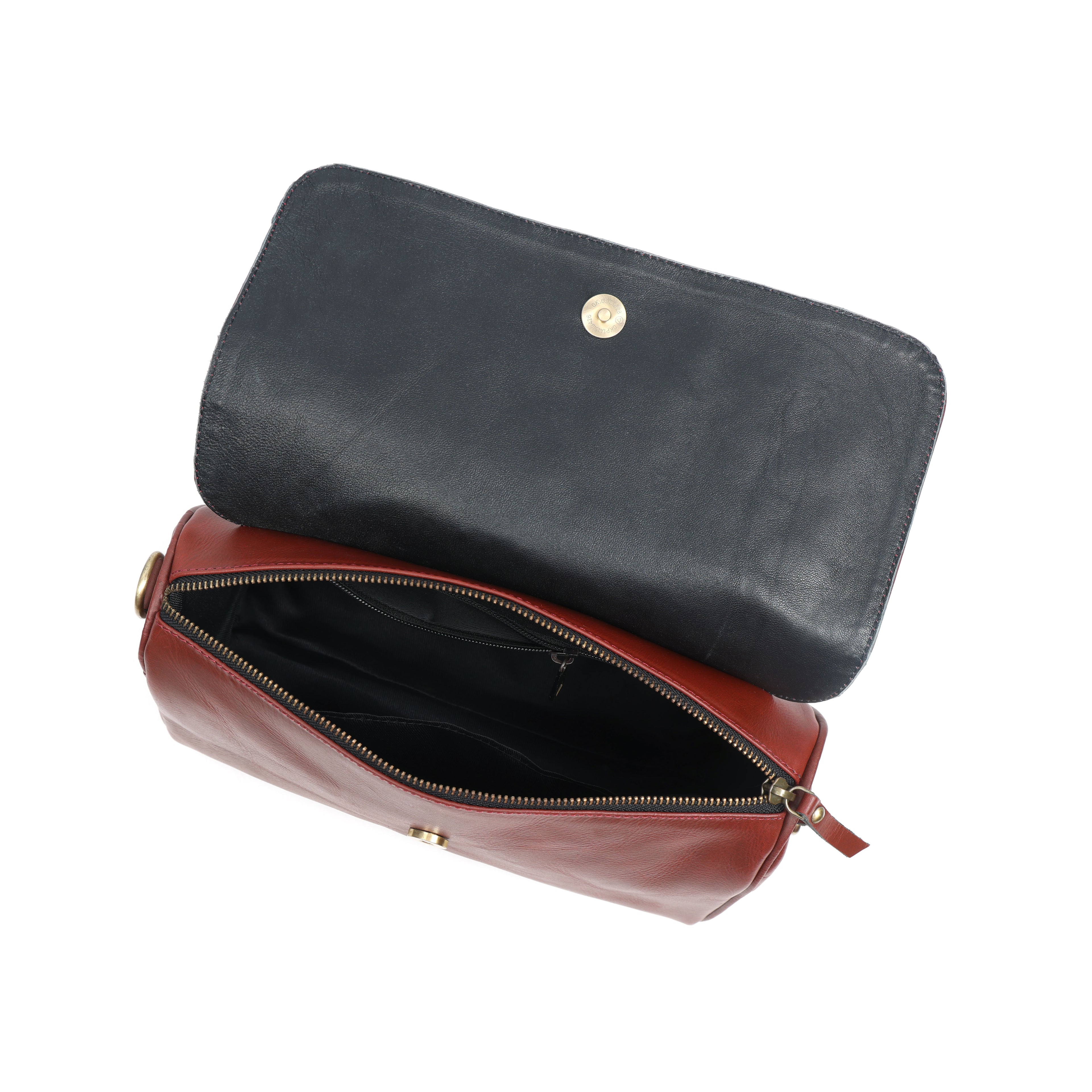 Premium Brown Leather Shoulder Bag with Floral Embroidery – Elegant Craftsmanship for Modern Women