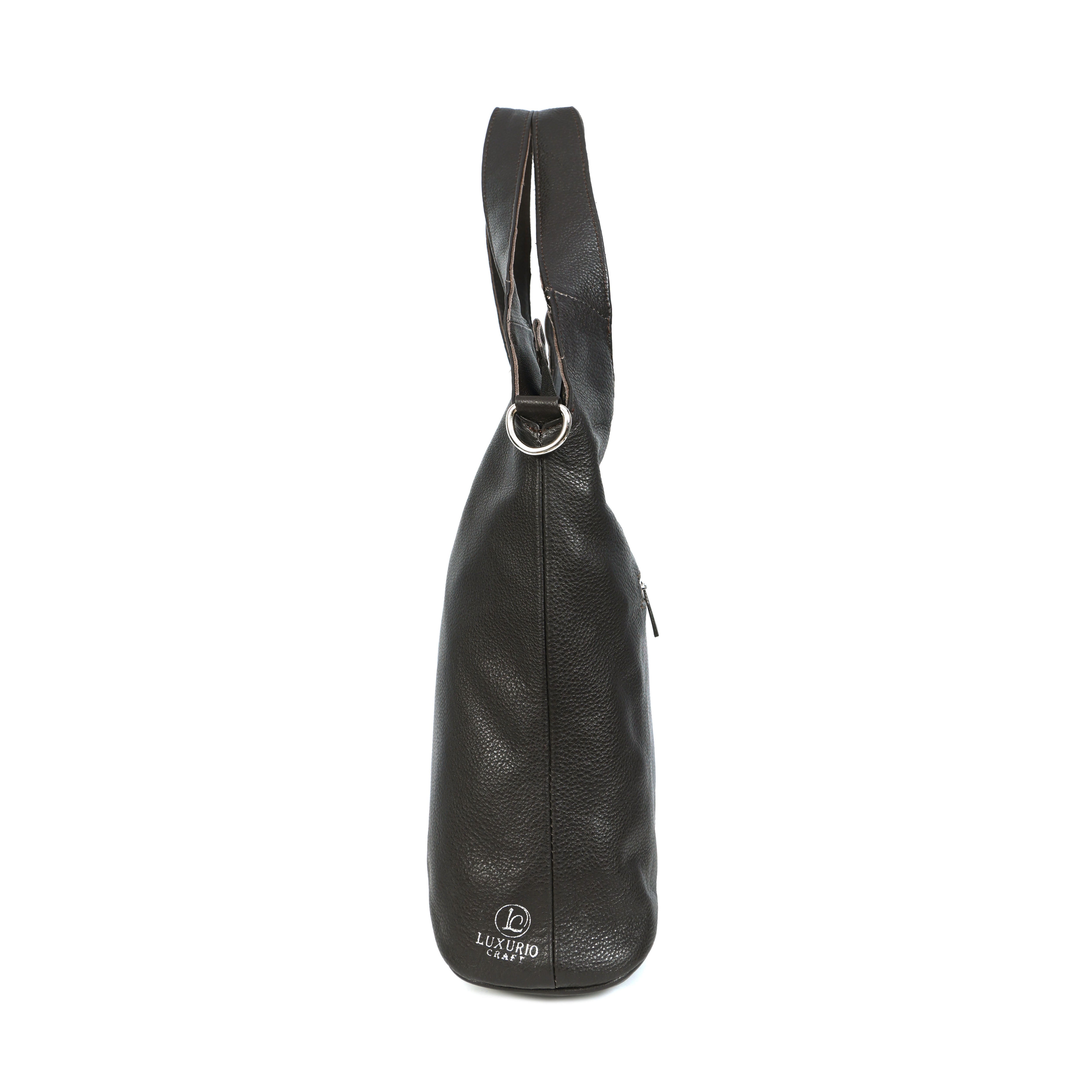 Elegant Brown Leather Shoulder Handbag / Tote Bag for Women – Office to Evening Versatility