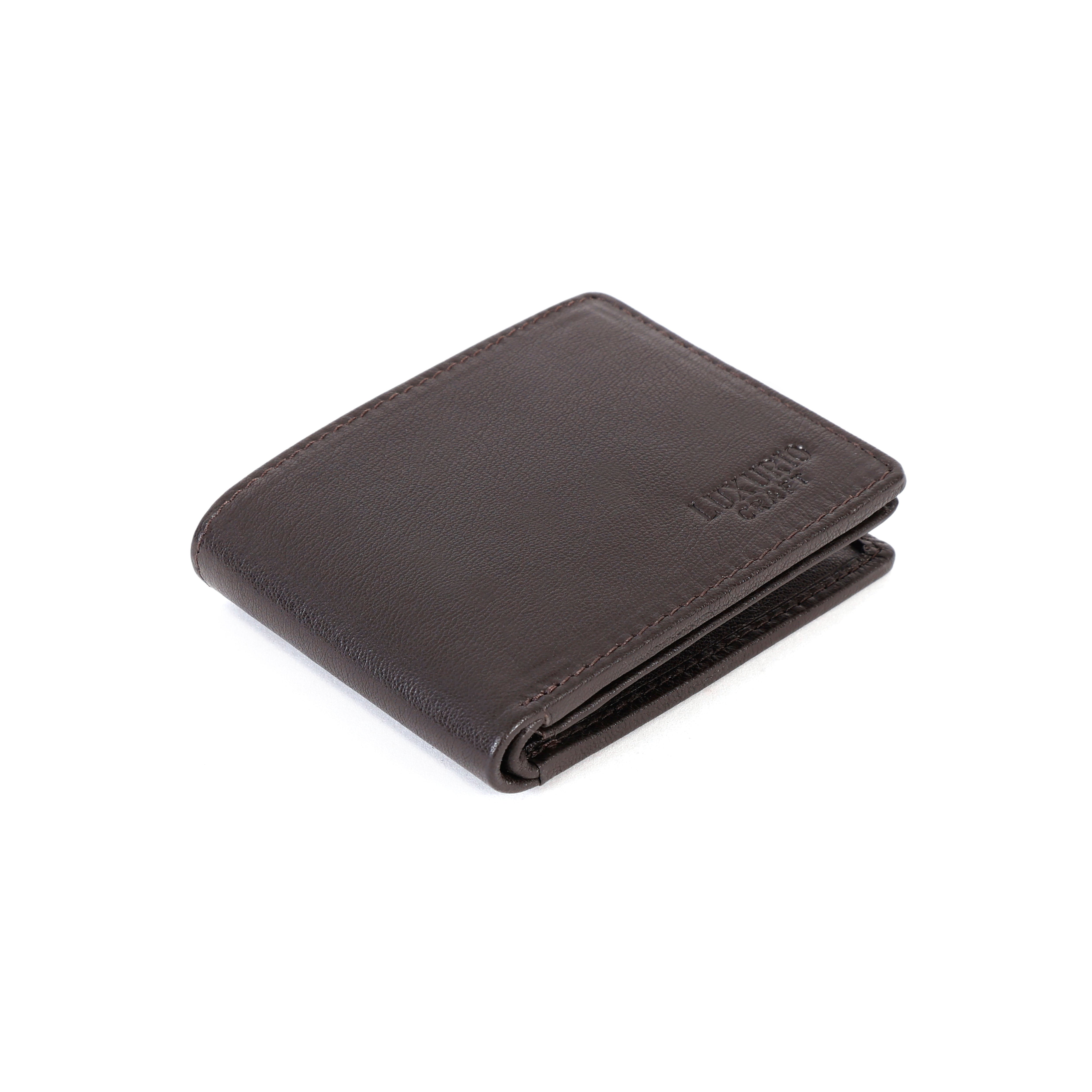Premium Brown Leather Wallet for Men – Genuine Leather Bifold Wallet with ID Window