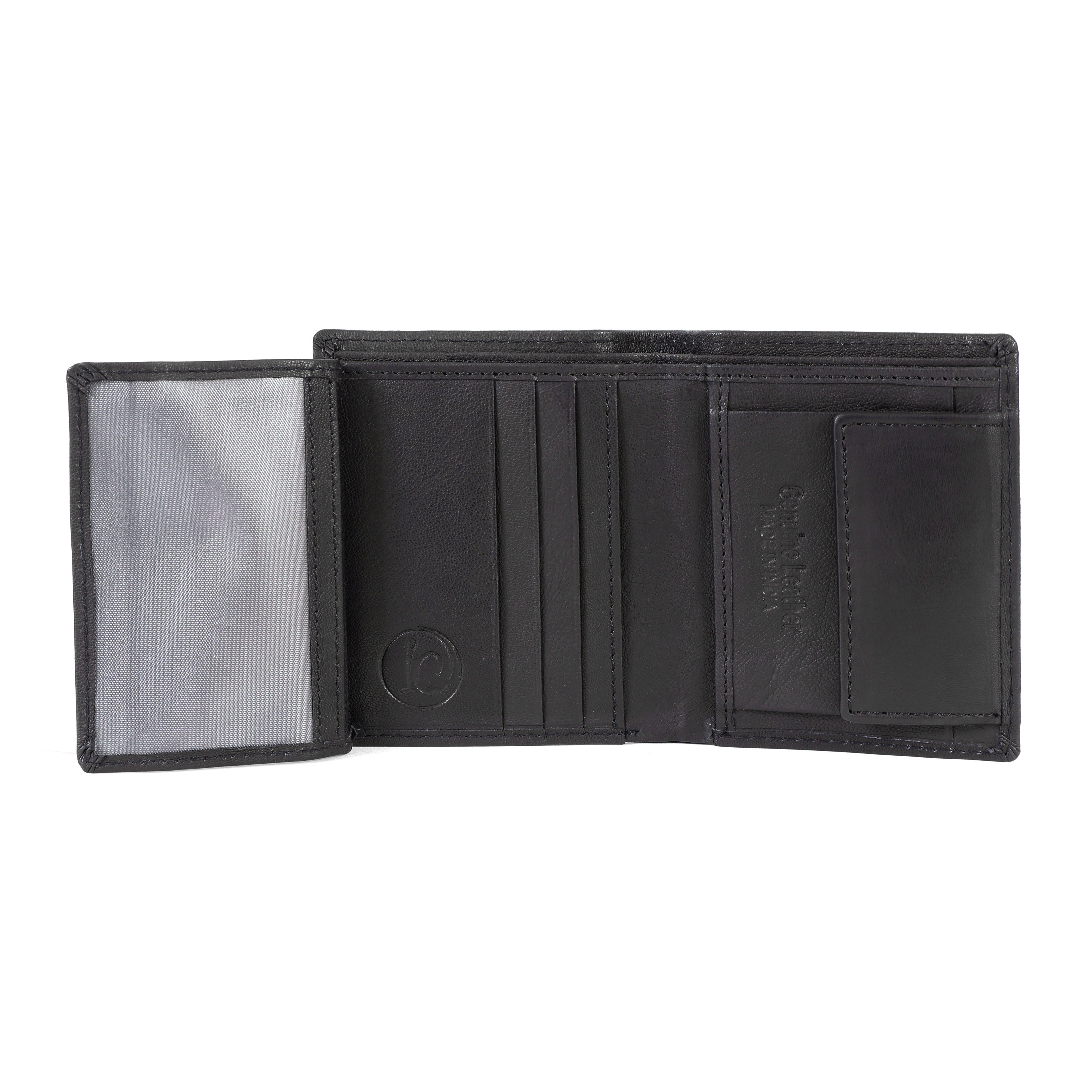 Luxurio Craft Men’s Genuine Leather Wallet – Classic Black Bifold with Card & ID Slots