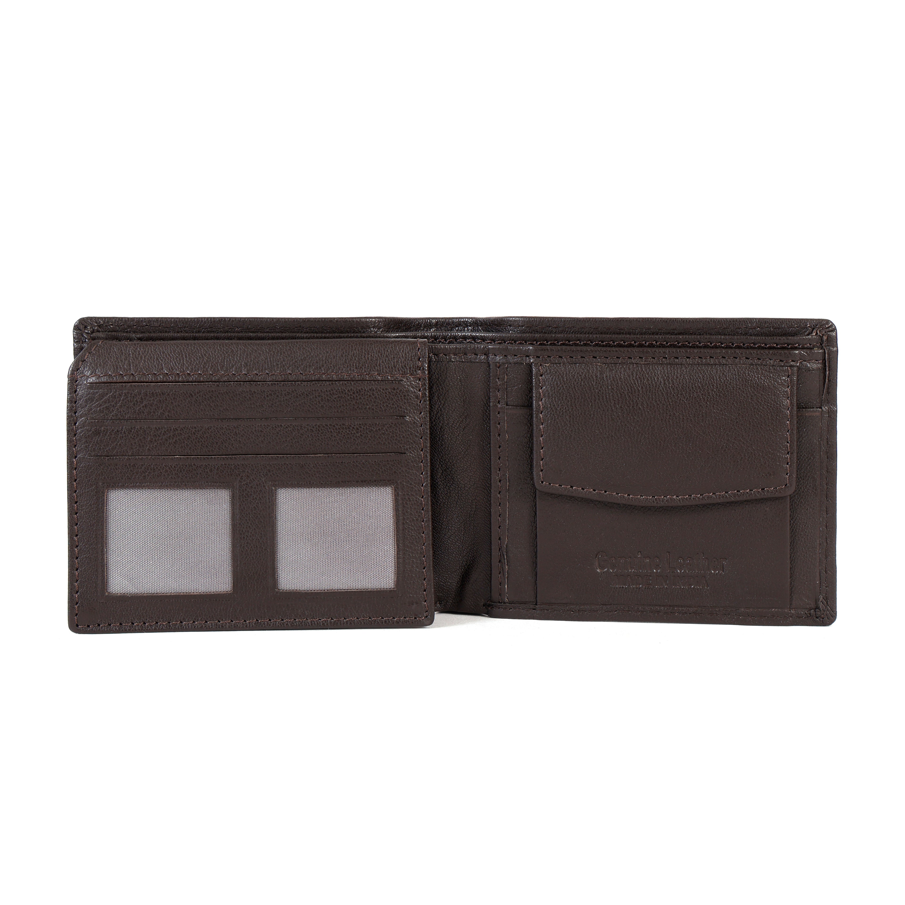 Brown Genuine Leather Wallet for Men – Premium Slim Bifold Wallet with Card Slots & ID Window