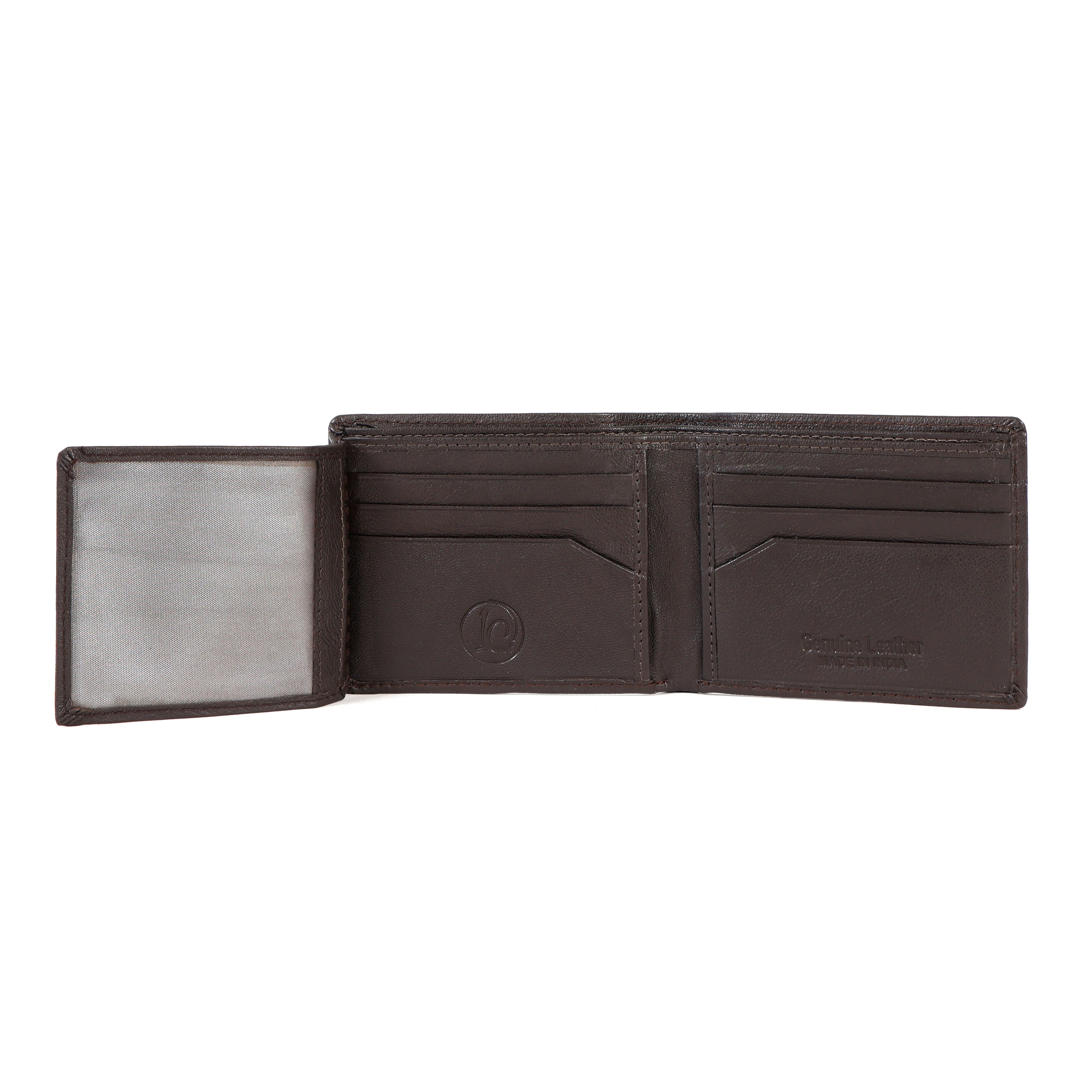 Premium Brown Leather Wallet for Men – Genuine Leather Bifold Wallet with ID Window