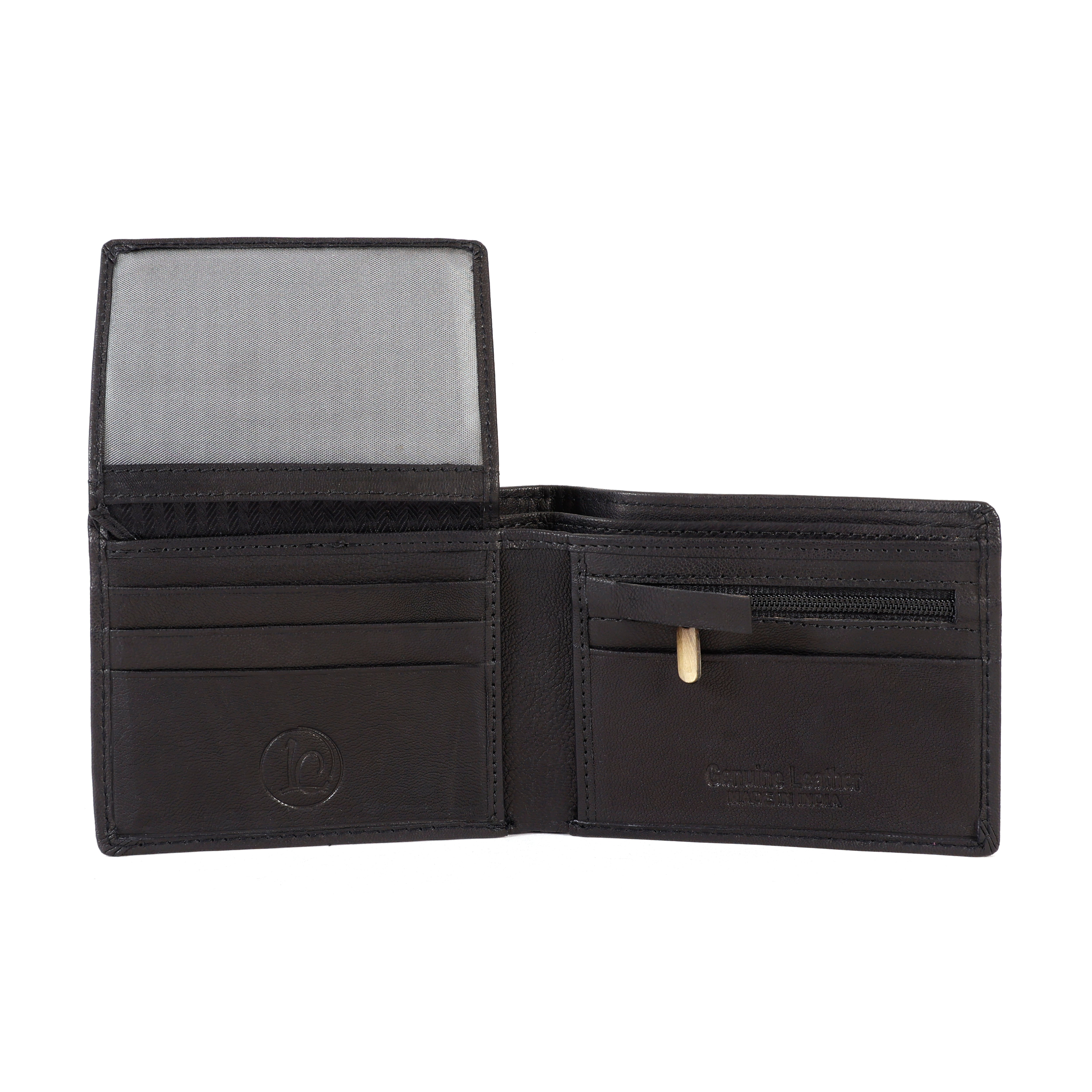 Black Leather Wallet for Men – Genuine Leather Slim Bi-Fold Wallet