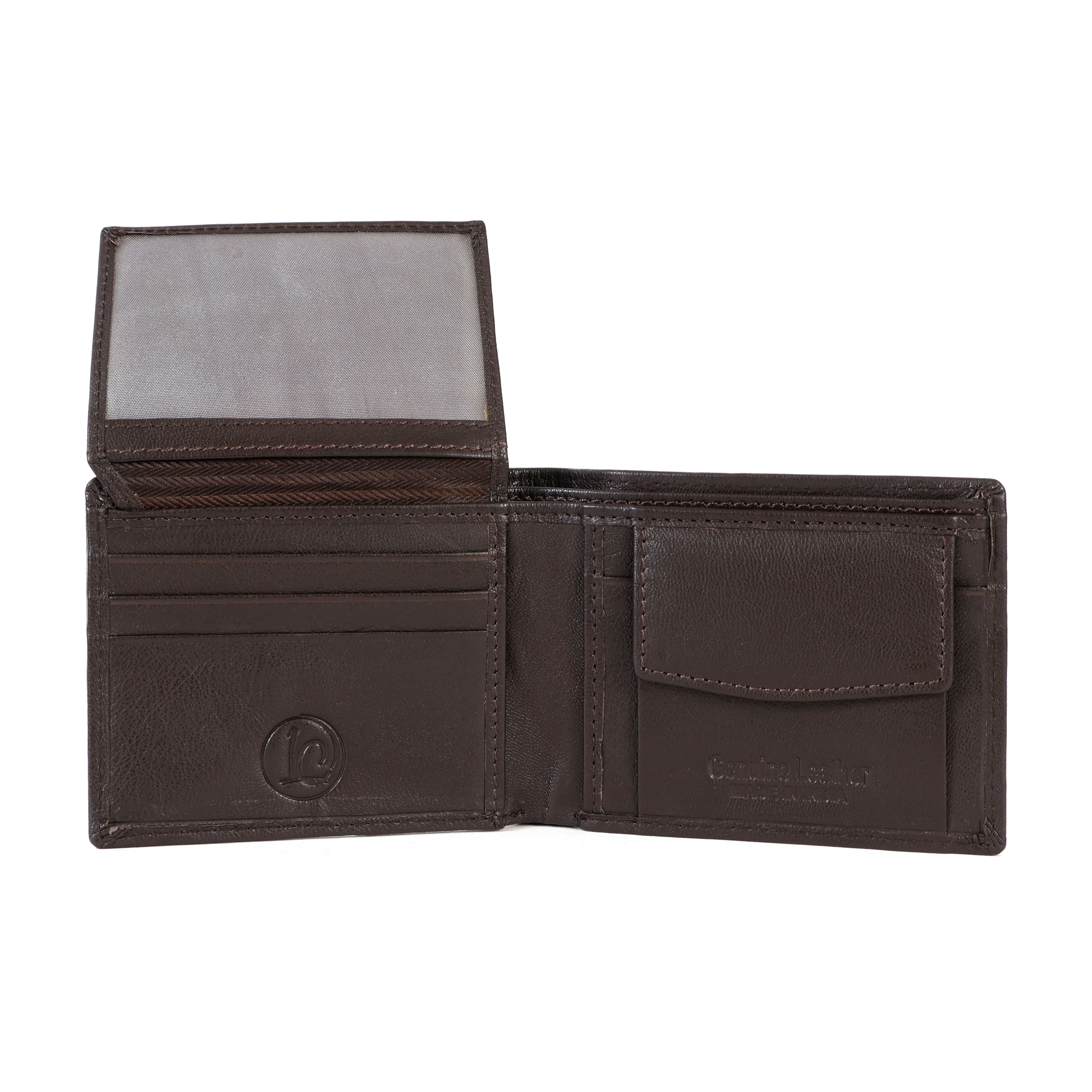 Brown Genuine Leather Wallet for Men – Premium Slim Bifold Wallet with Card Slots & ID Window