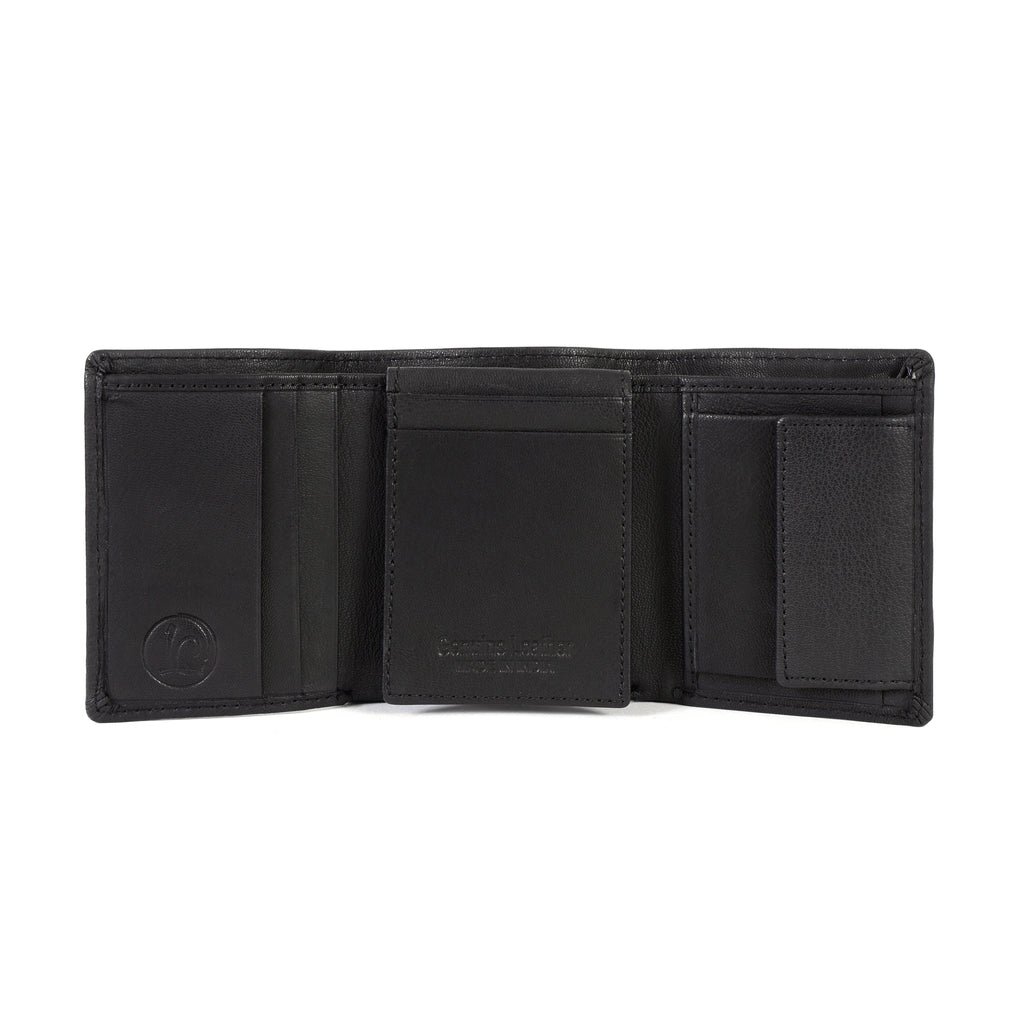 Black Trifold Leather Wallet for Men – Premium Genuine Leather Wallet