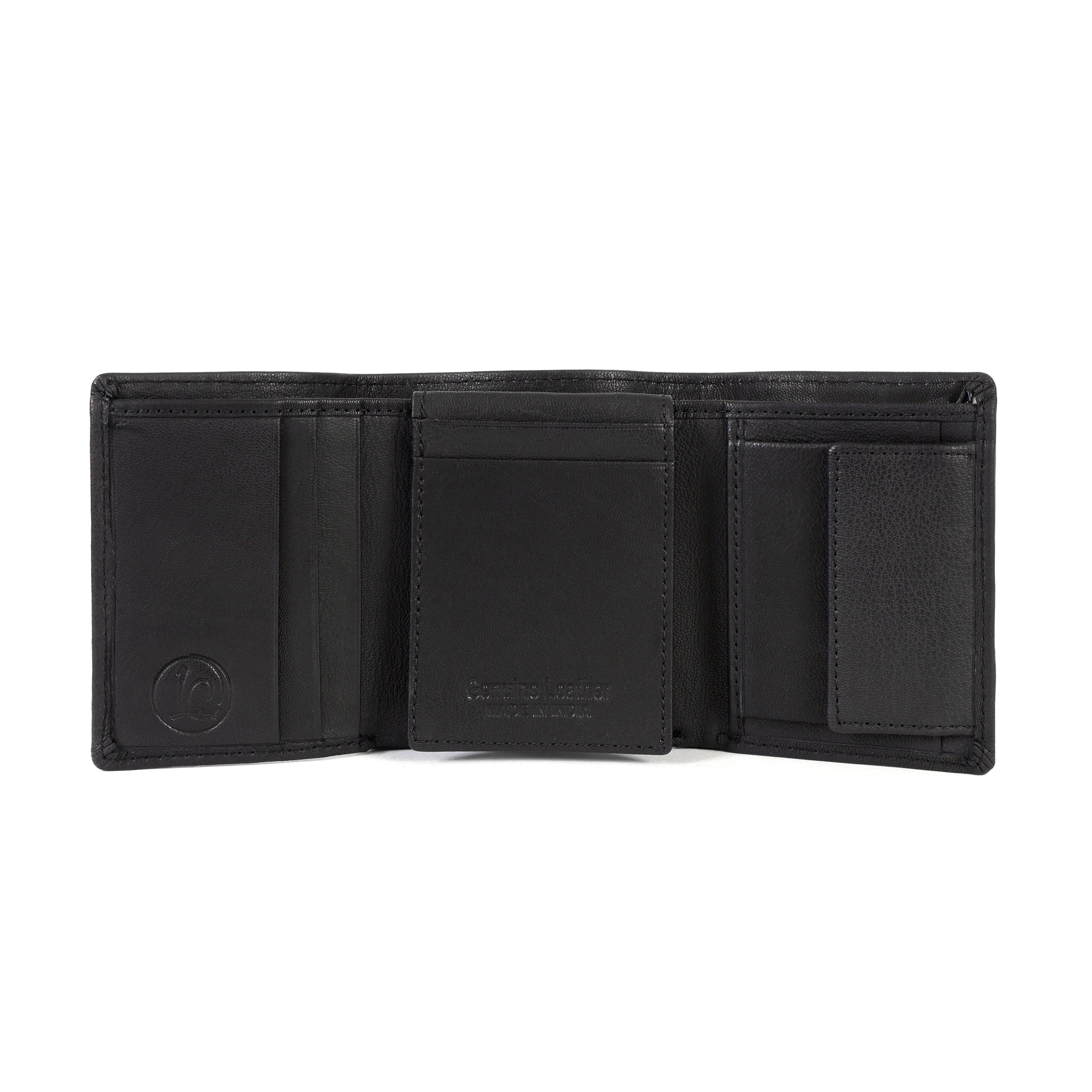 Black Trifold Leather Wallet for Men – Premium Genuine Leather Wallet