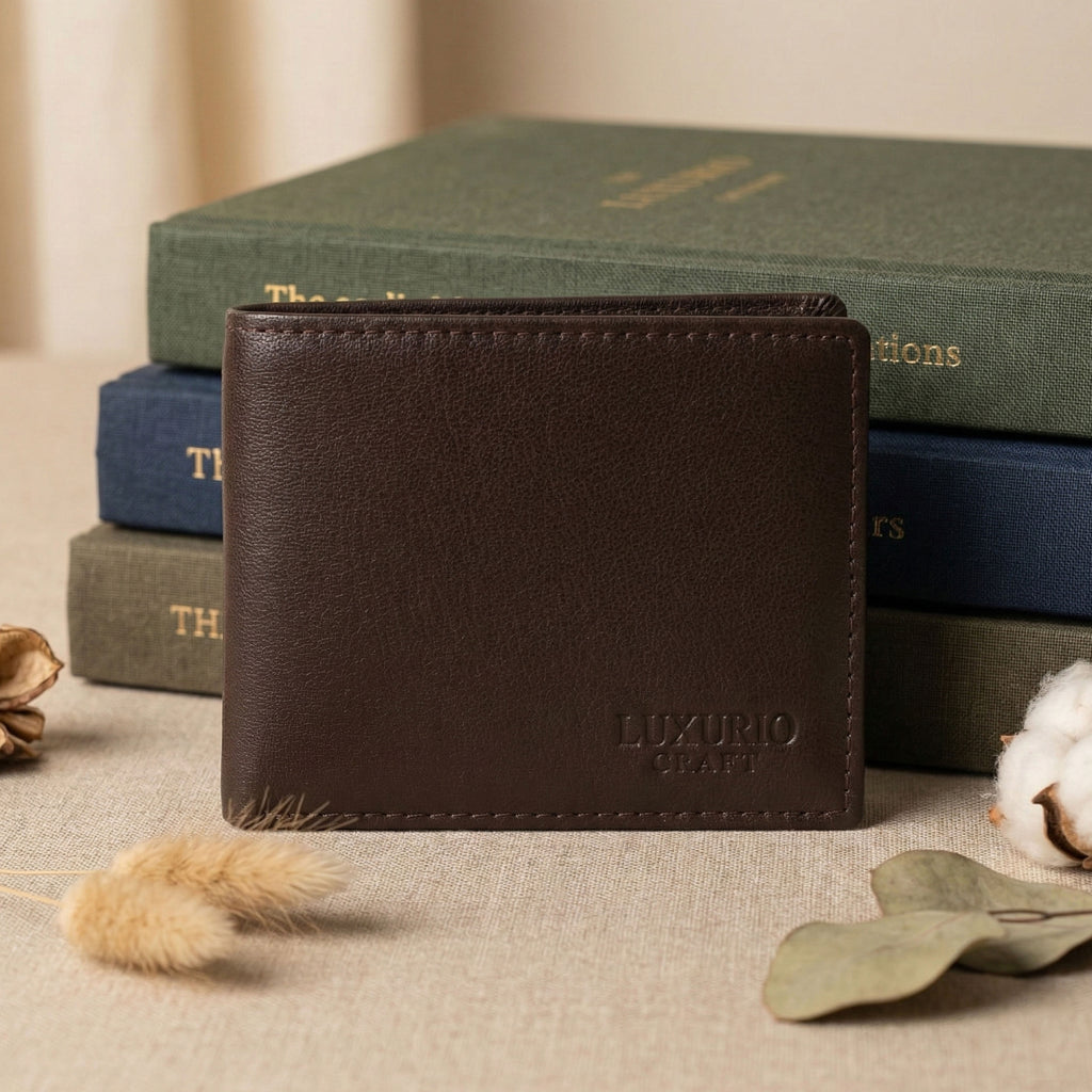 Premium Brown Leather Wallet for Men – Genuine Leather Classic Bifold Wallet