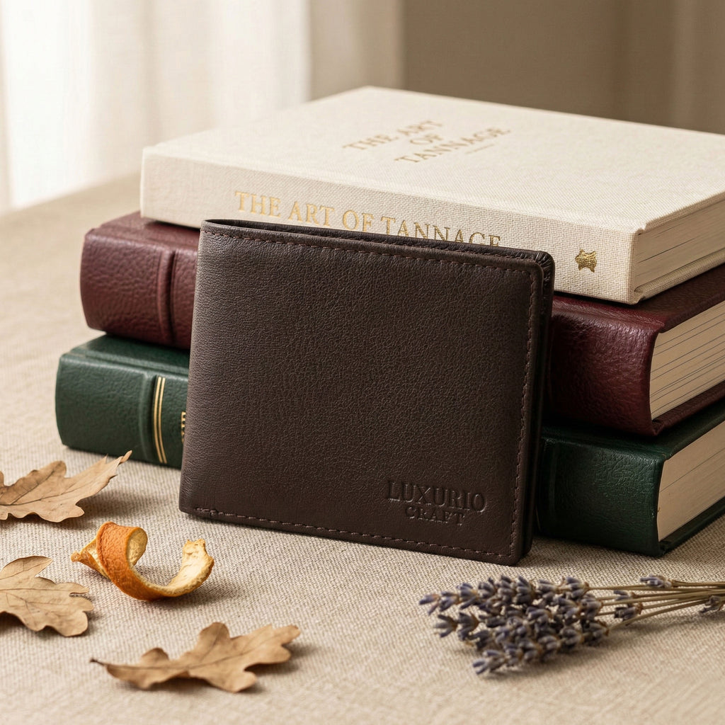 Premium Brown Leather Wallet for Men – Genuine Leather Bifold Wallet with ID Window