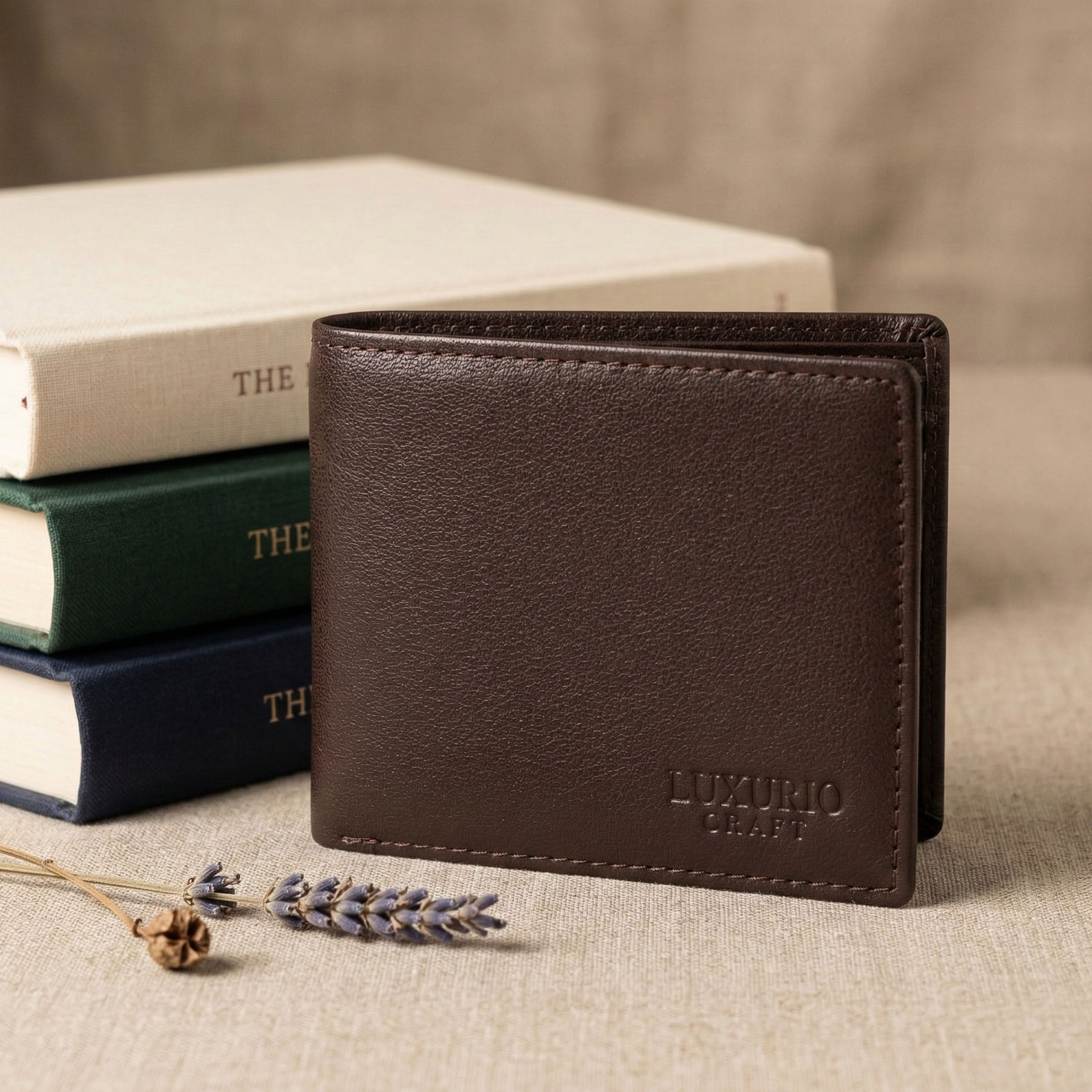 Brown Genuine Leather Wallet for Men – Premium Slim Bifold Wallet with ID Window