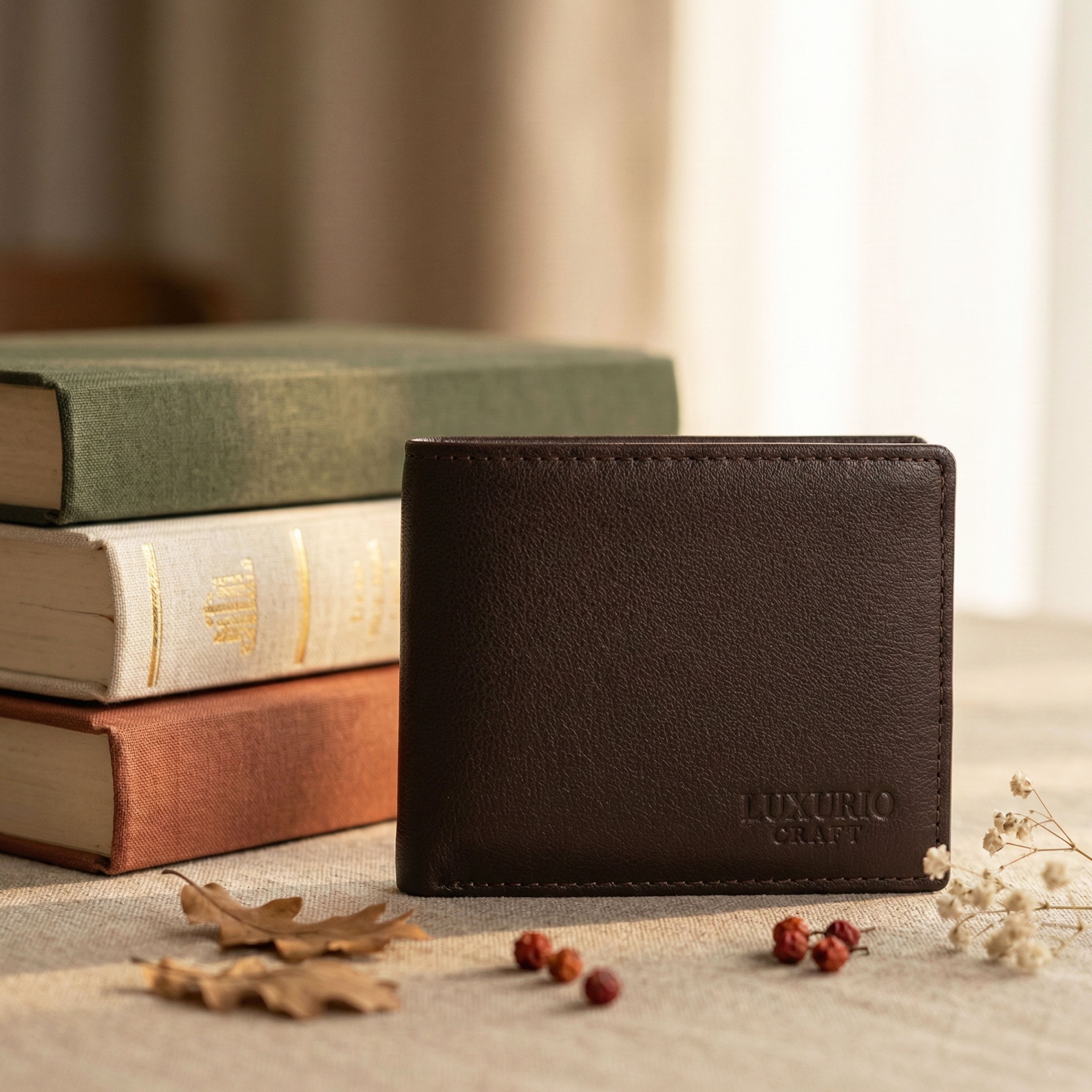 Brown Genuine Leather Wallet for Men – Premium Slim Bifold Wallet with Multiple Card Slots