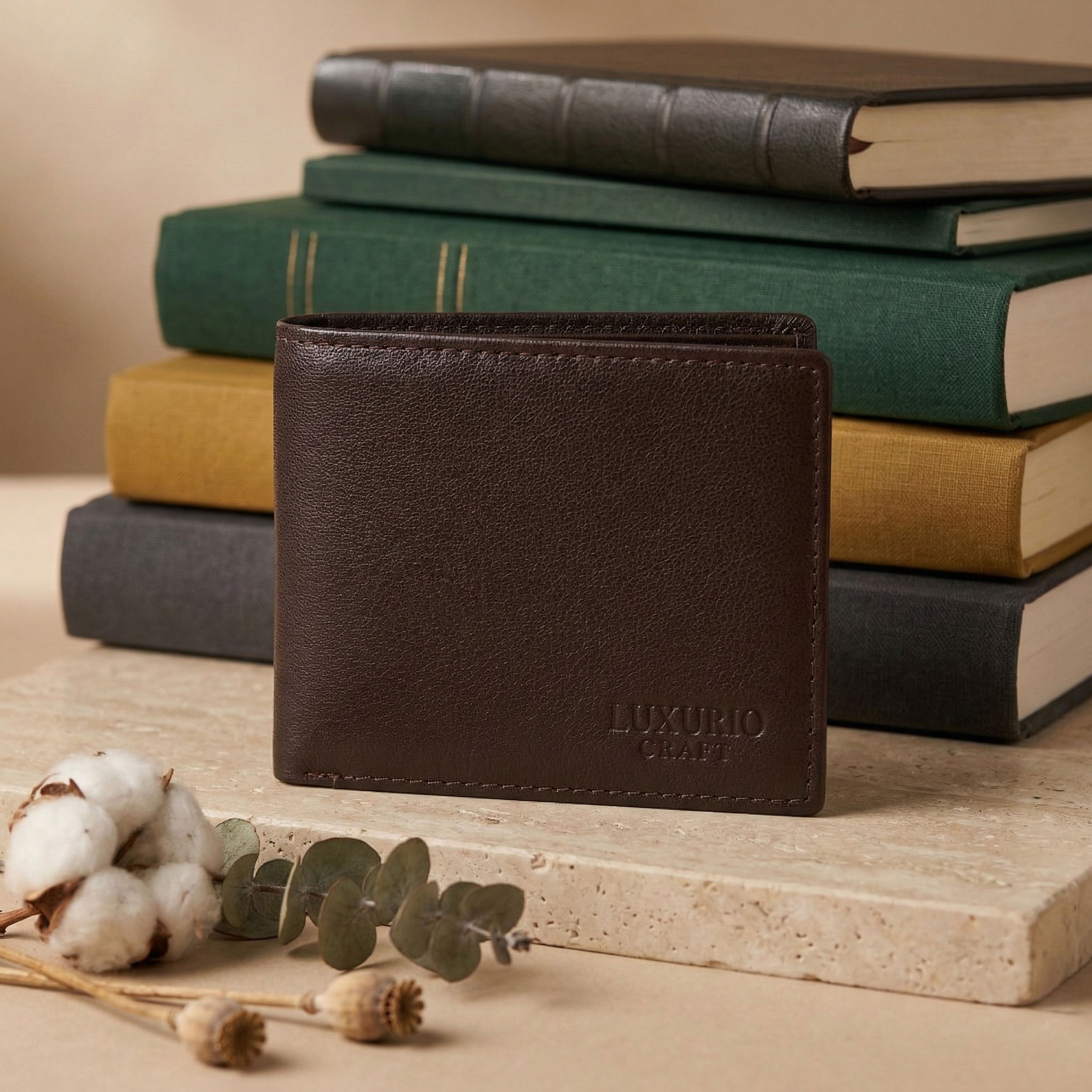Brown Genuine Leather Wallet for Men – Premium Slim Bifold Wallet with ID Window & Card Slots
