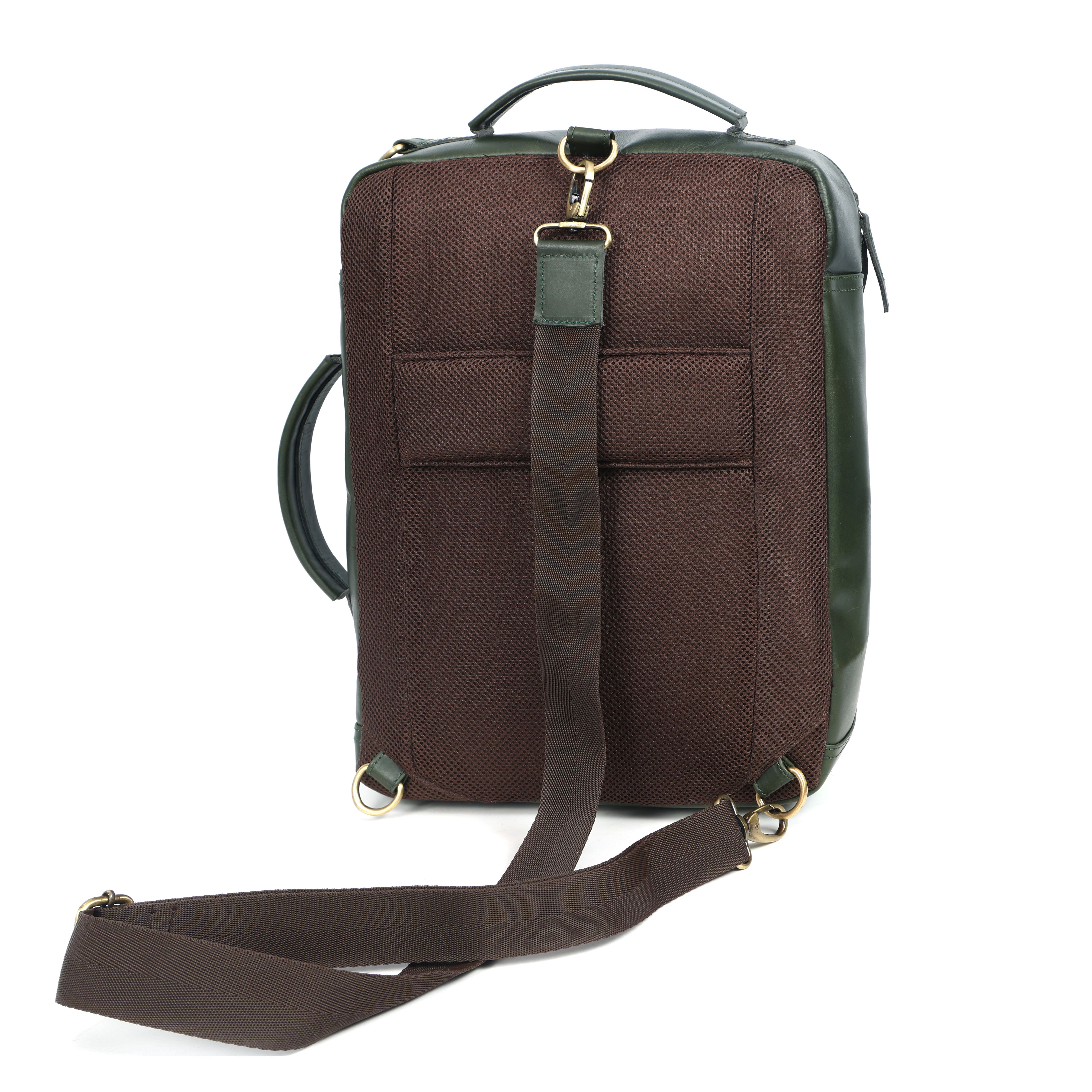 Premium Dark Green Leather Laptop cum Backpack Bag – Sleek. Smart. Versatile.