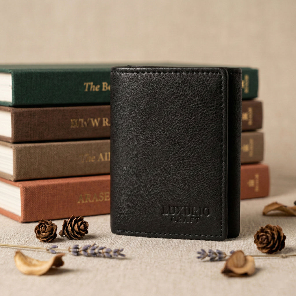 Black Trifold Leather Wallet for Men – Premium Genuine Leather Wallet