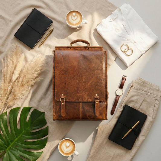 Luxurio Craft Genuine Leather Backpack for Men & Women | Vintage Handmade Leather Laptop Bag | Office, Travel & College Use | Brown