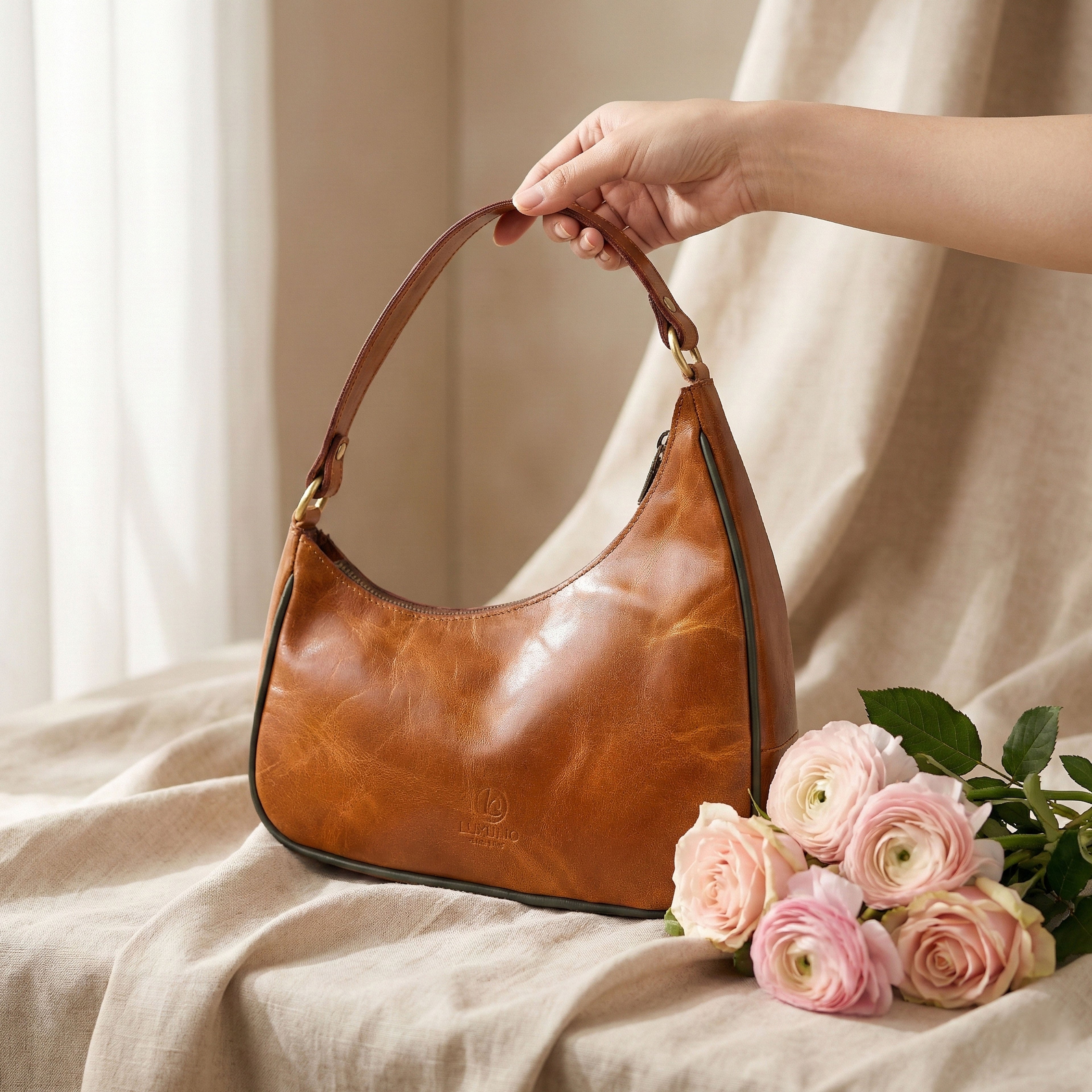 Luxurio Craft Genuine Leather Sling Bag for Women | Handmade Vintage Leather Shoulder & Crossbody Bag | Premium Everyday Handbag | Brown