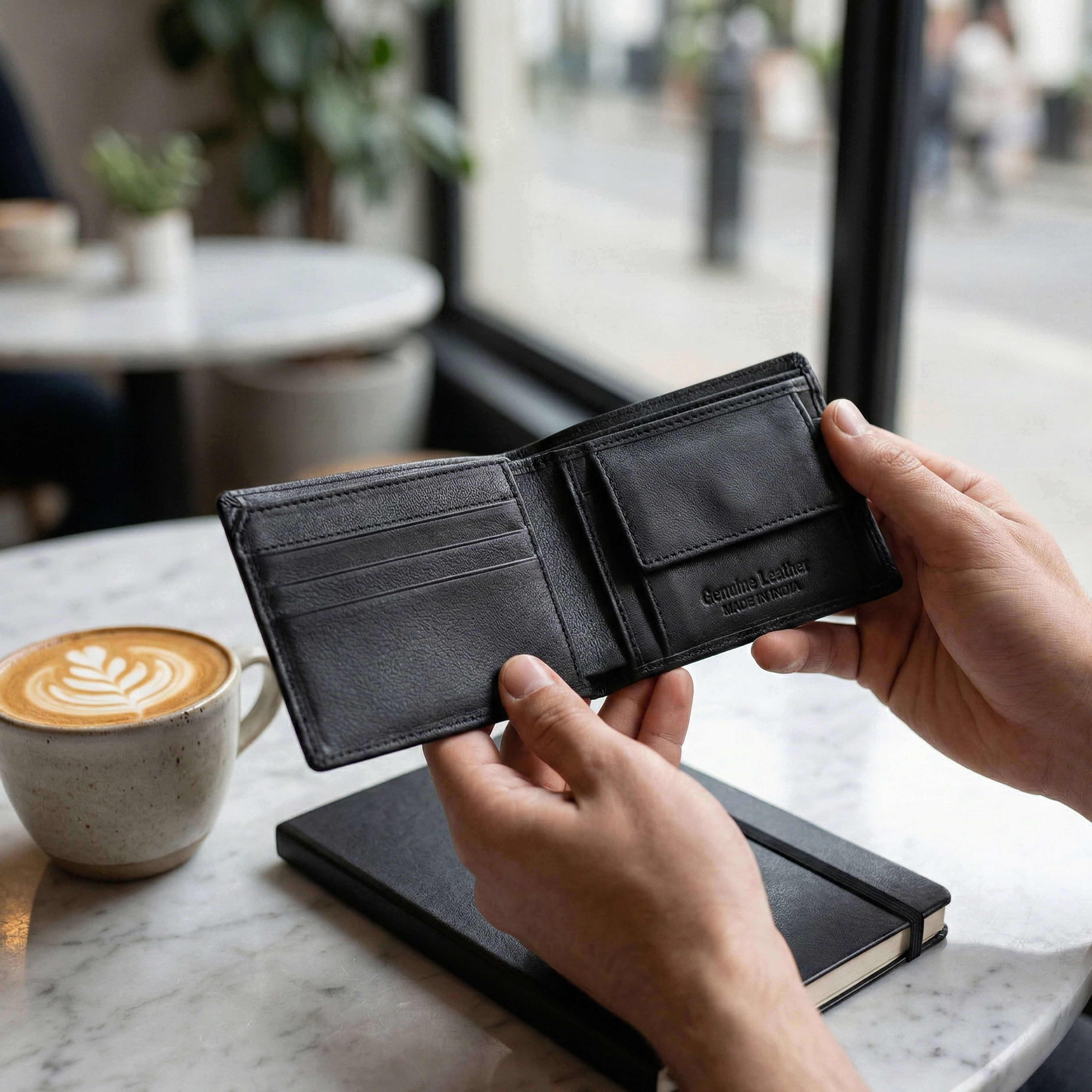 Premium Black Leather Wallet – Slim Minimalist Wallet for Men