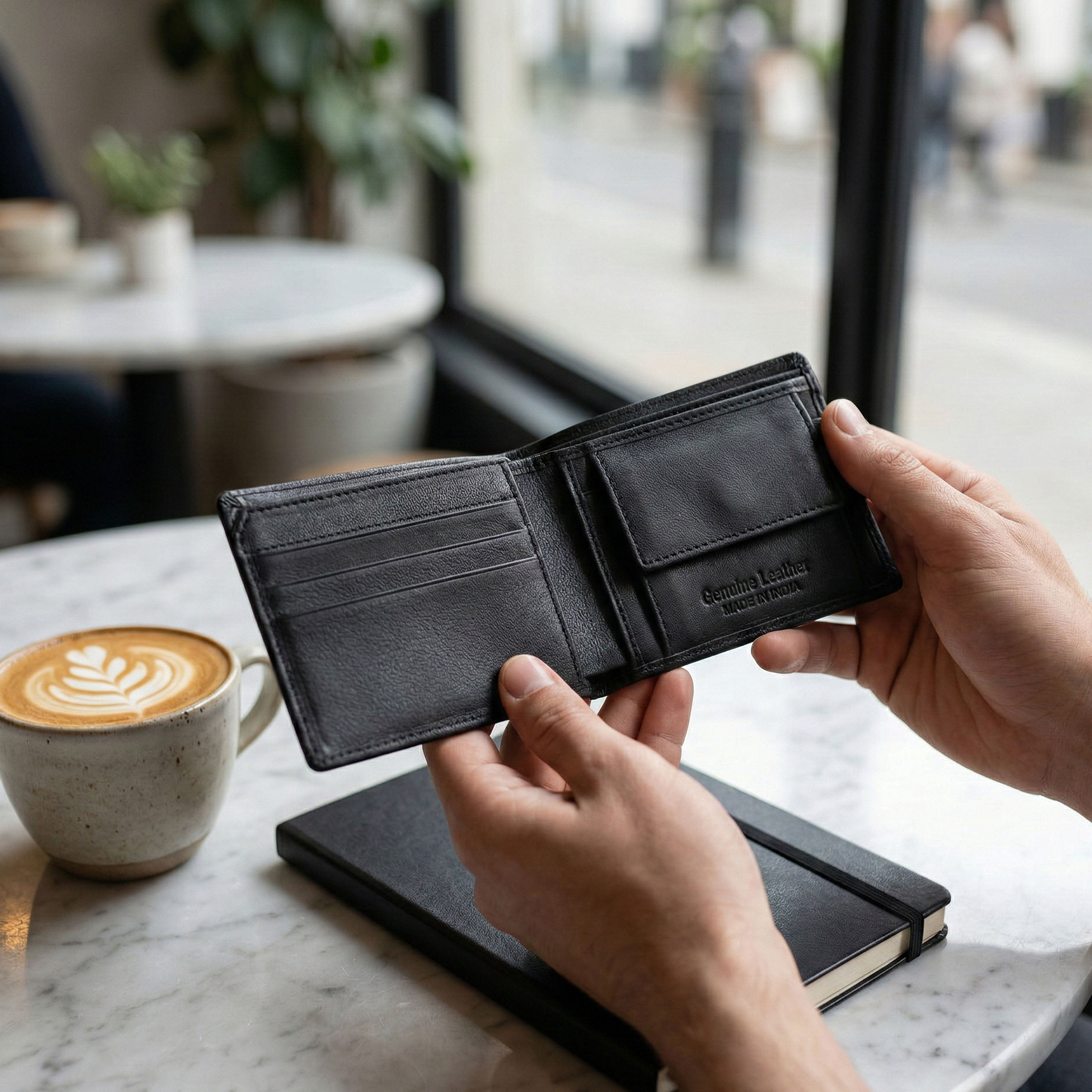 Premium Black Leather Wallet – Slim Minimalist Wallet for Men
