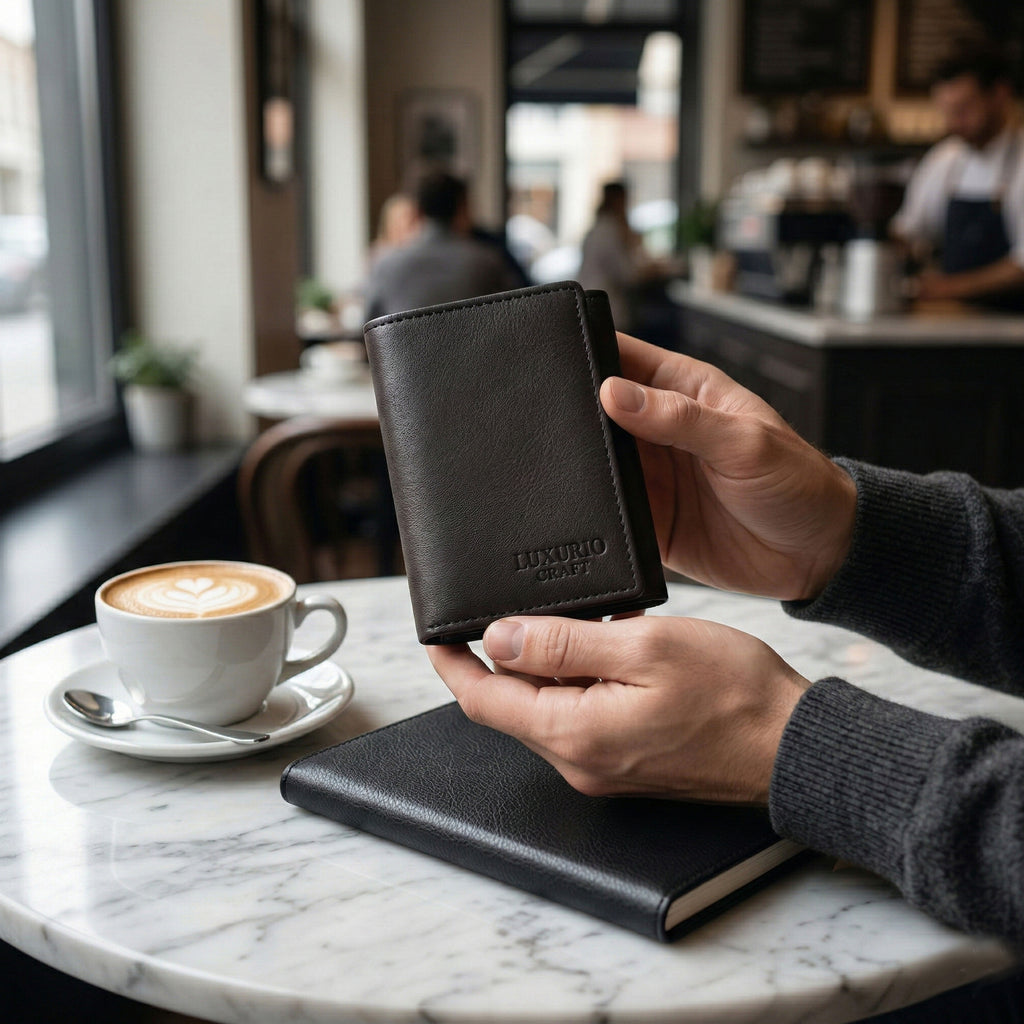 Black Trifold Leather Wallet for Men – Premium Genuine Leather Wallet