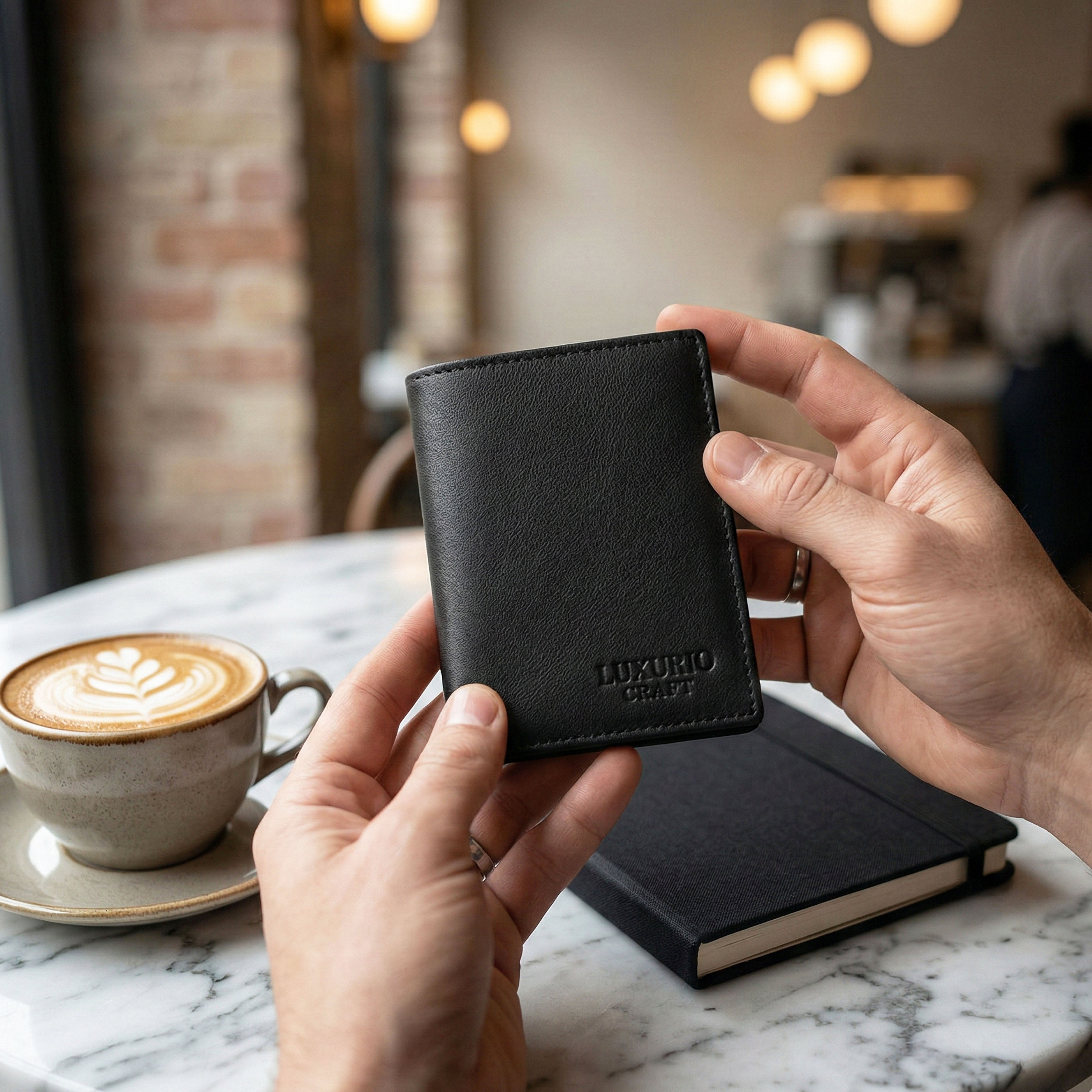 Luxurio Craft Men’s Genuine Leather Wallet – Classic Black Bifold with Card & ID Slots