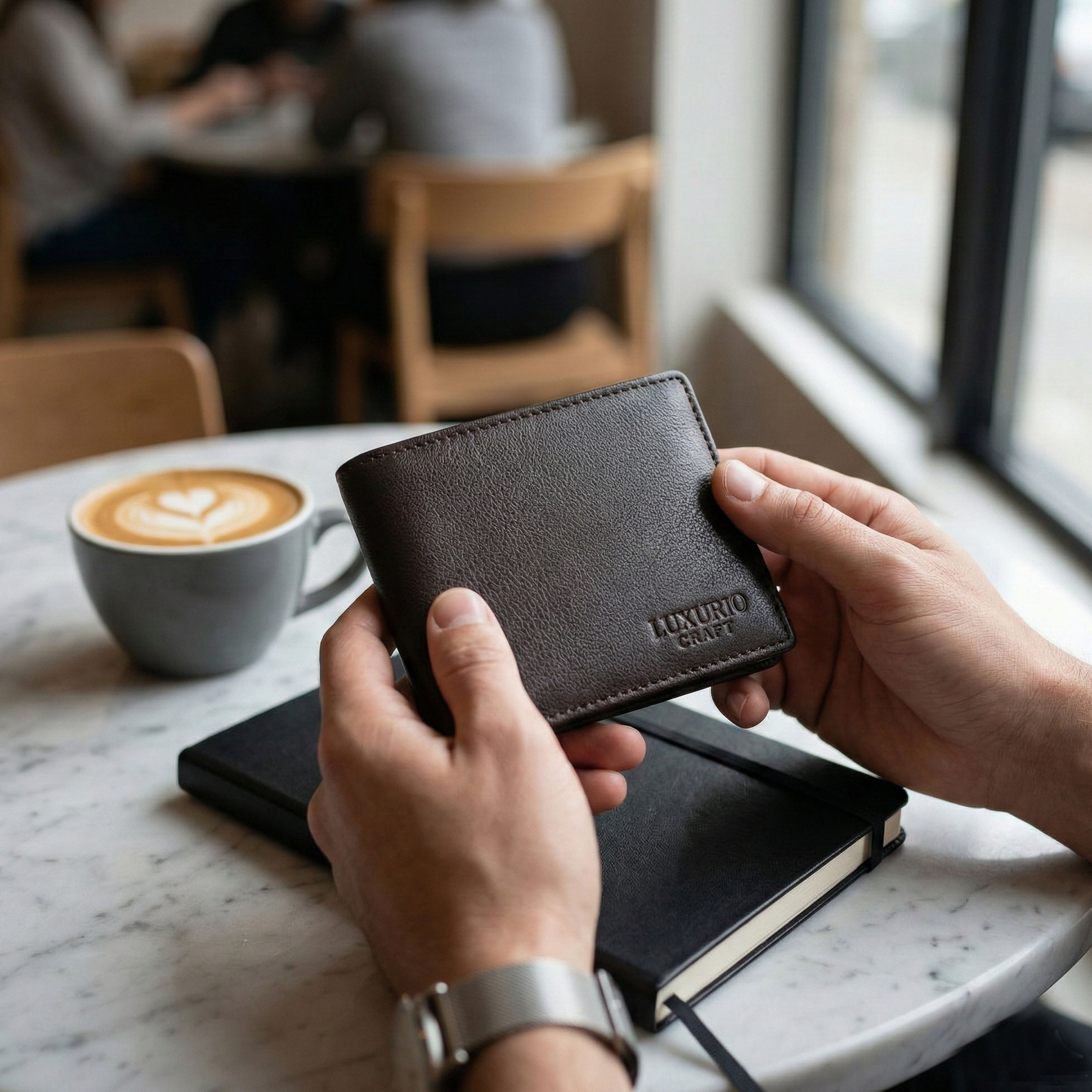 Brown Genuine Leather Wallet for Men – Premium Slim Bifold Wallet with ID Window