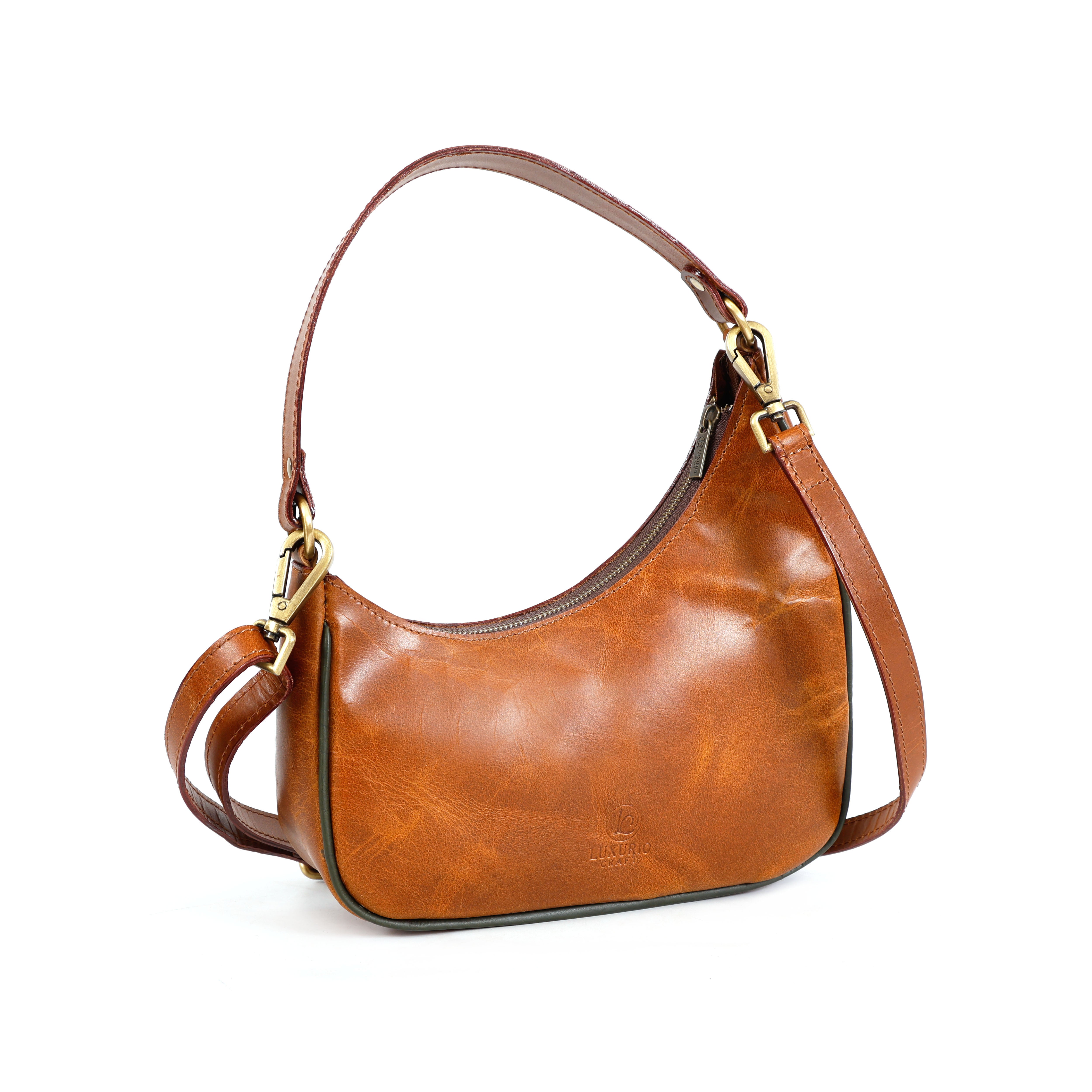 Luxurio Craft Genuine Leather Sling Bag for Women | Handmade Vintage Leather Shoulder & Crossbody Bag | Premium Everyday Handbag | Brown