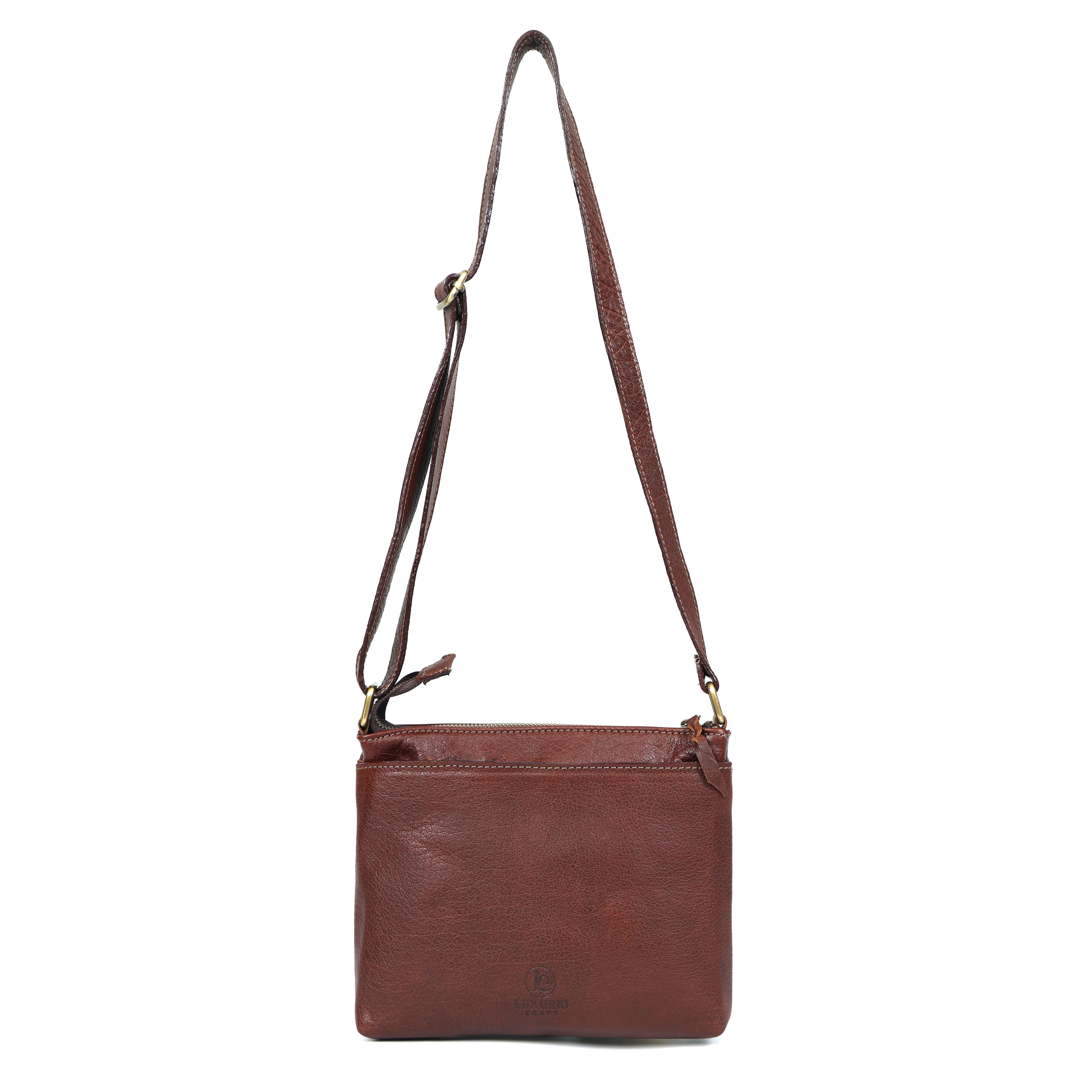 LUXURIO CRAFT Genuine Leather Crossbody Bag for Women – Small Vintage Shoulder Bag with Adjustable Strap & Tassel, Everyday Travel Purse