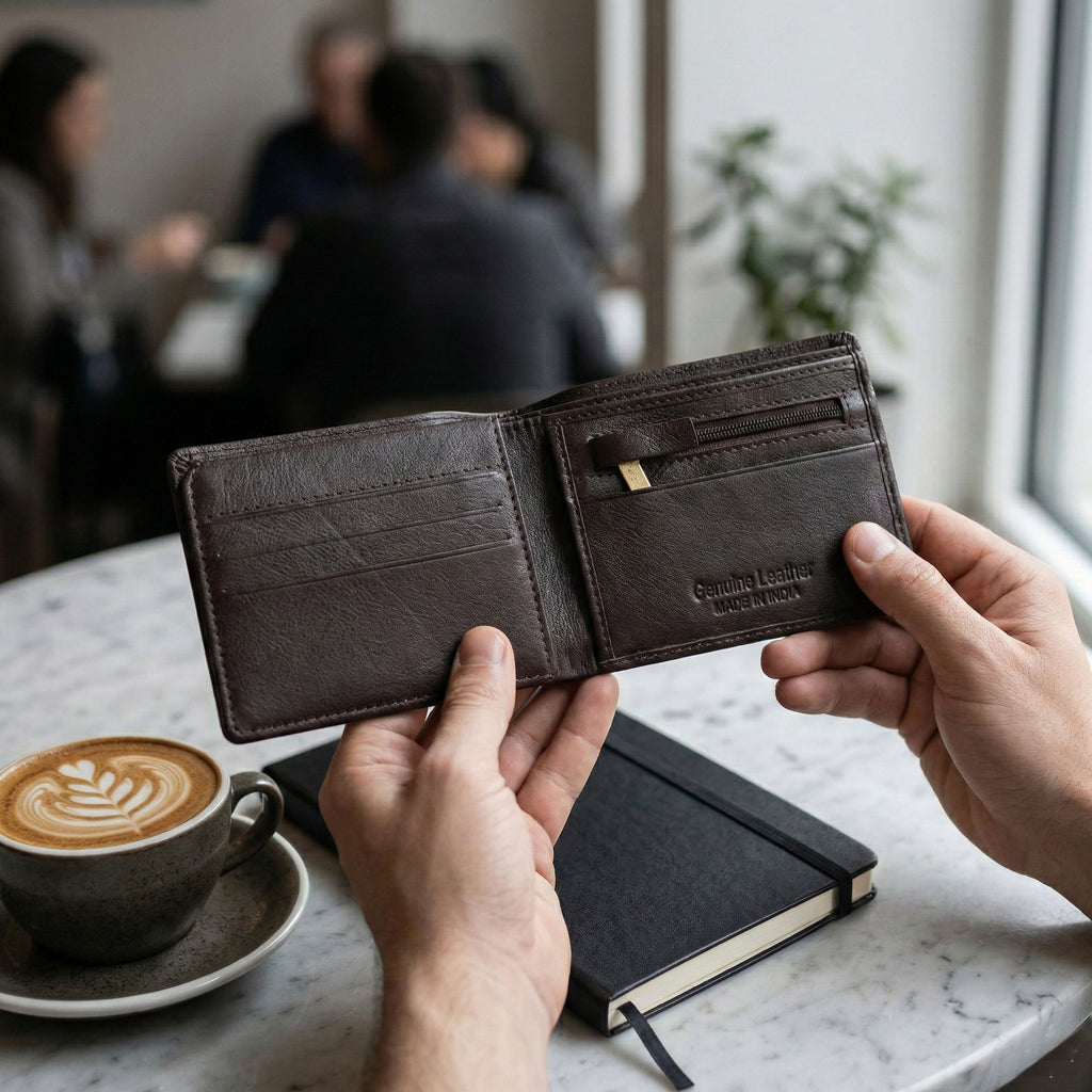 Brown Genuine Leather Wallet for Men – Premium Slim Bifold Wallet with Multiple Card Slots