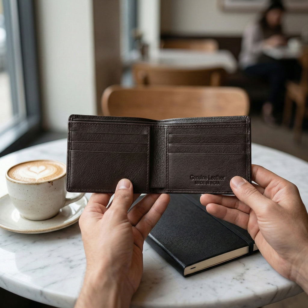 Premium Brown Leather Wallet for Men – Genuine Leather Classic Bifold Wallet