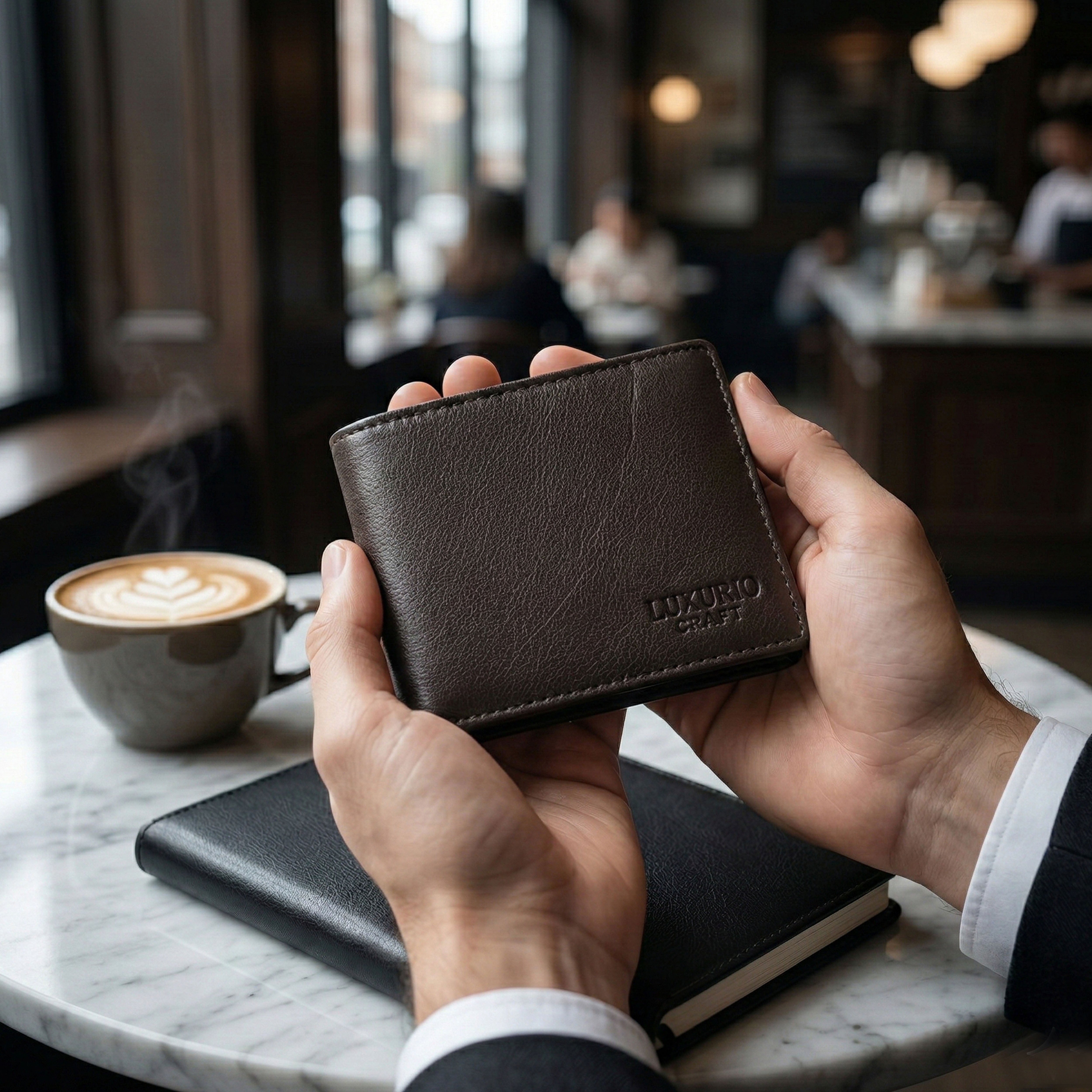 Brown Genuine Leather Wallet for Men – Premium Slim Bifold Wallet with ID Window & Card Slots