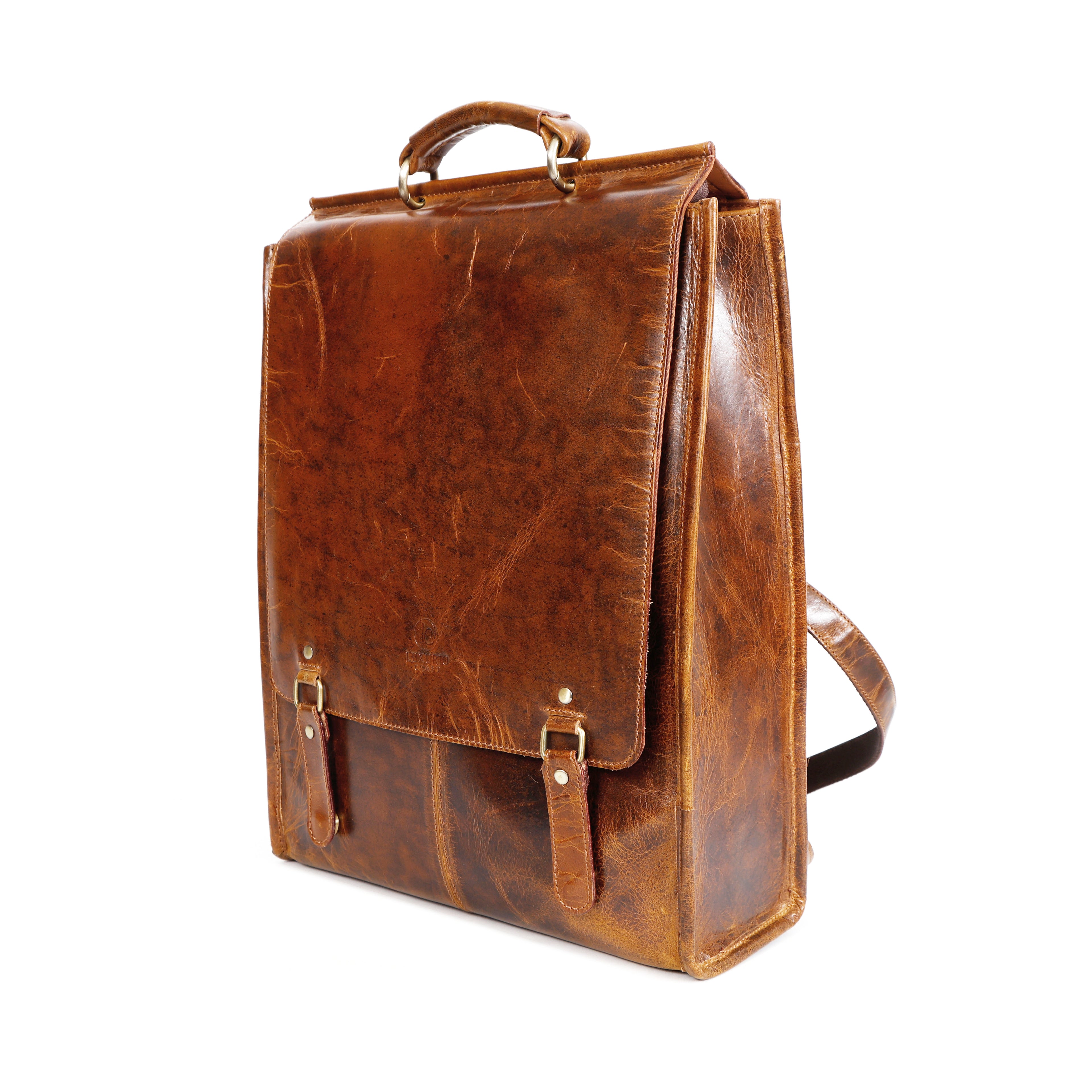Luxurio Craft Genuine Leather Backpack for Men & Women | Vintage Handmade Leather Laptop Bag | Office, Travel & College Use | Brown