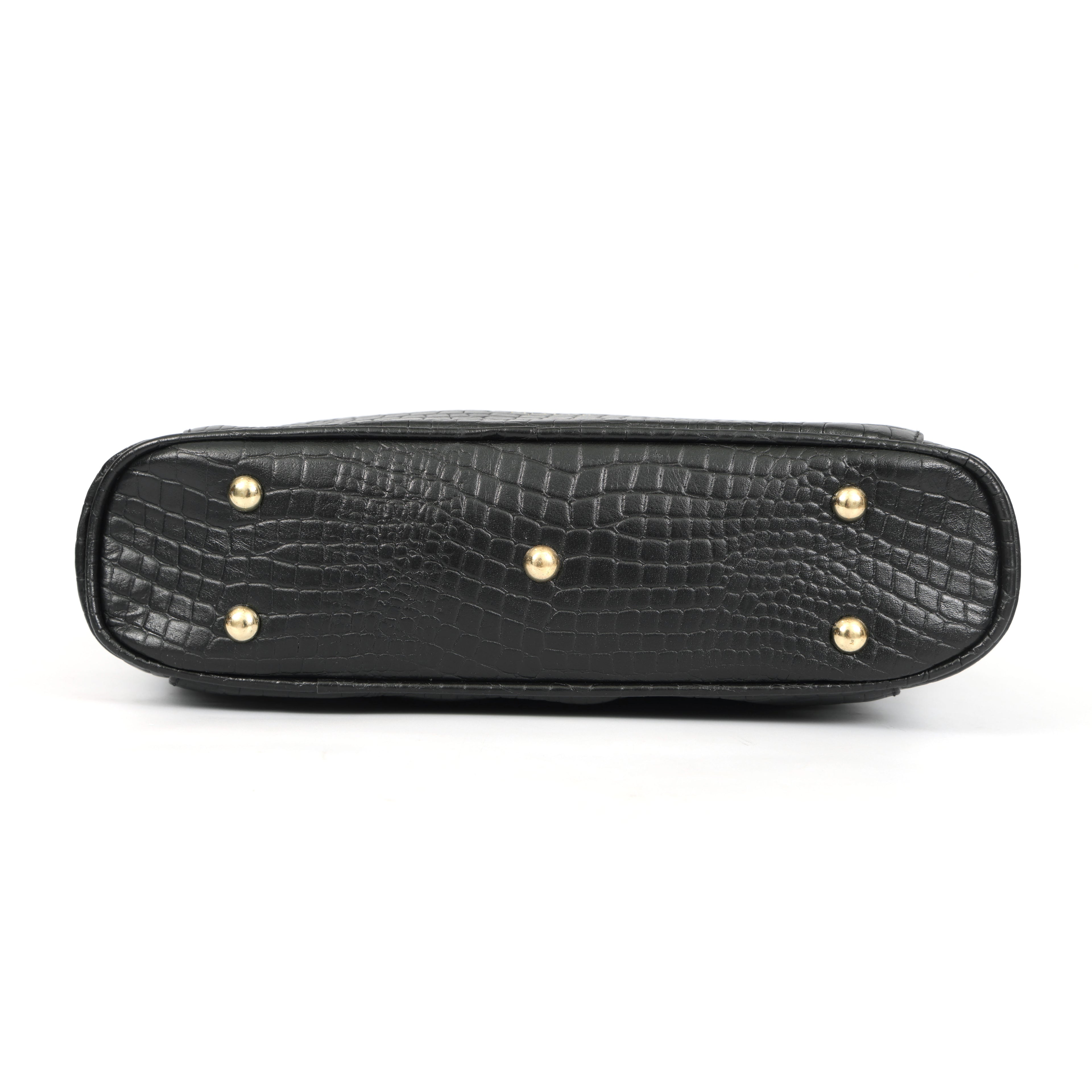 Luxurio Craft Women’s Premium Croc Texture Handbag | Elegant Top Handle Tote Bag for Office, Party & Daily Use | Stylish Black Purse