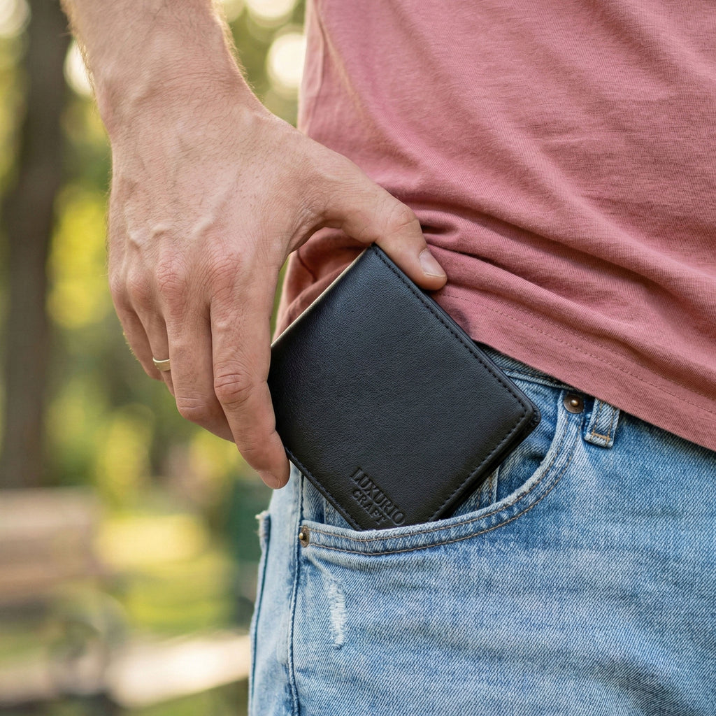 Classic Black Leather Wallet for Men – Elegant, Durable & Slim Design