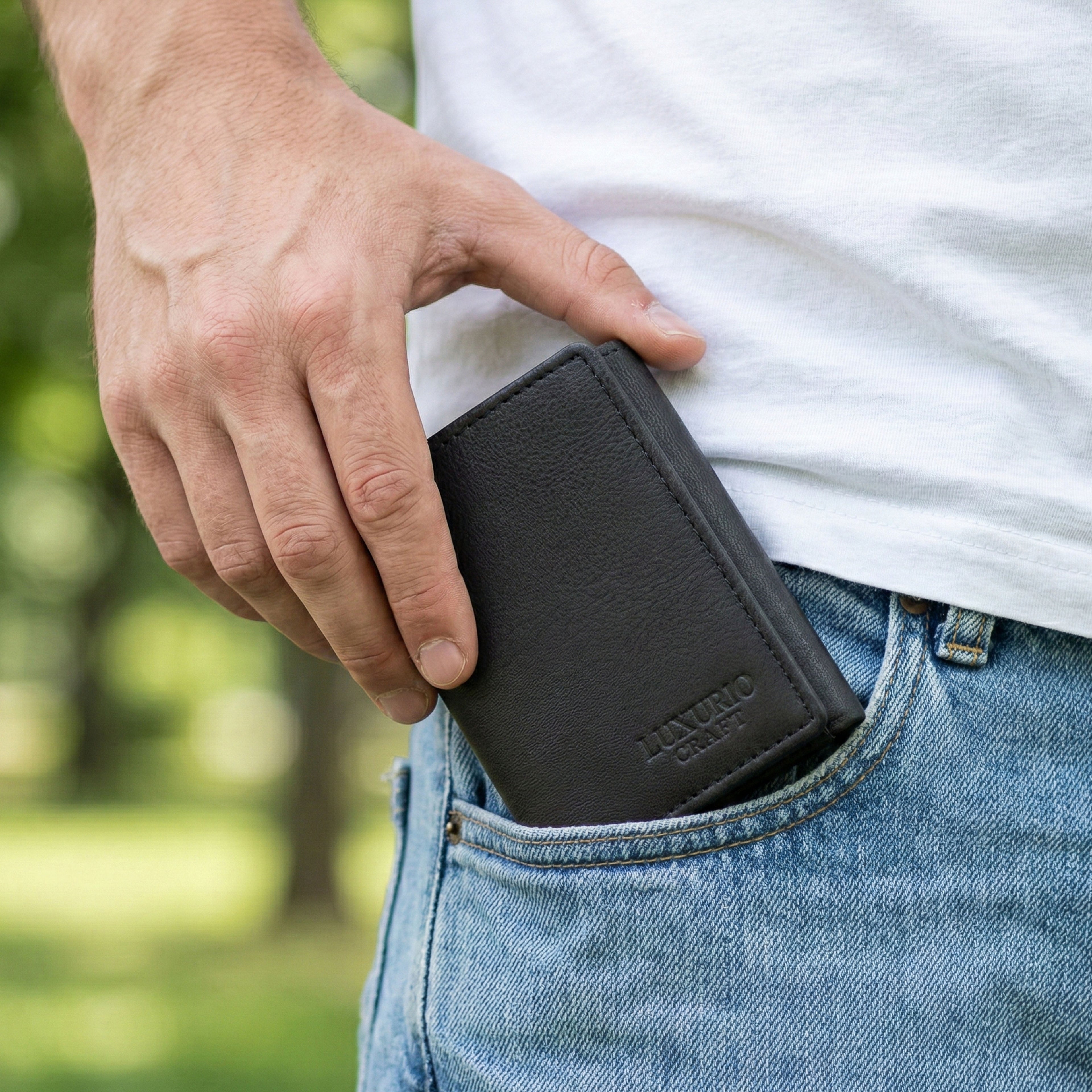 Black Trifold Leather Wallet for Men – Premium Genuine Leather Wallet