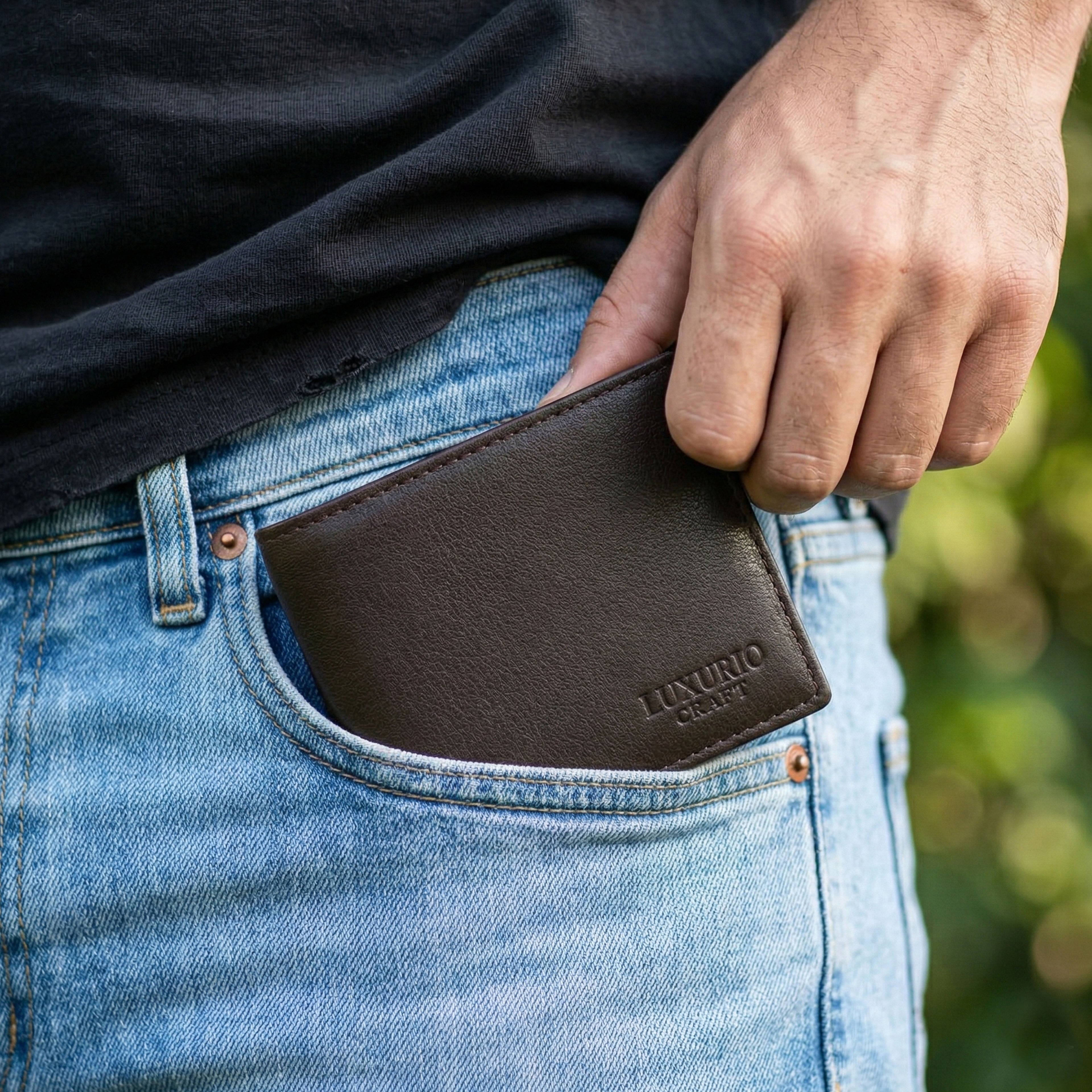 Premium Brown Leather Wallet for Men – Genuine Leather Classic Bifold Wallet